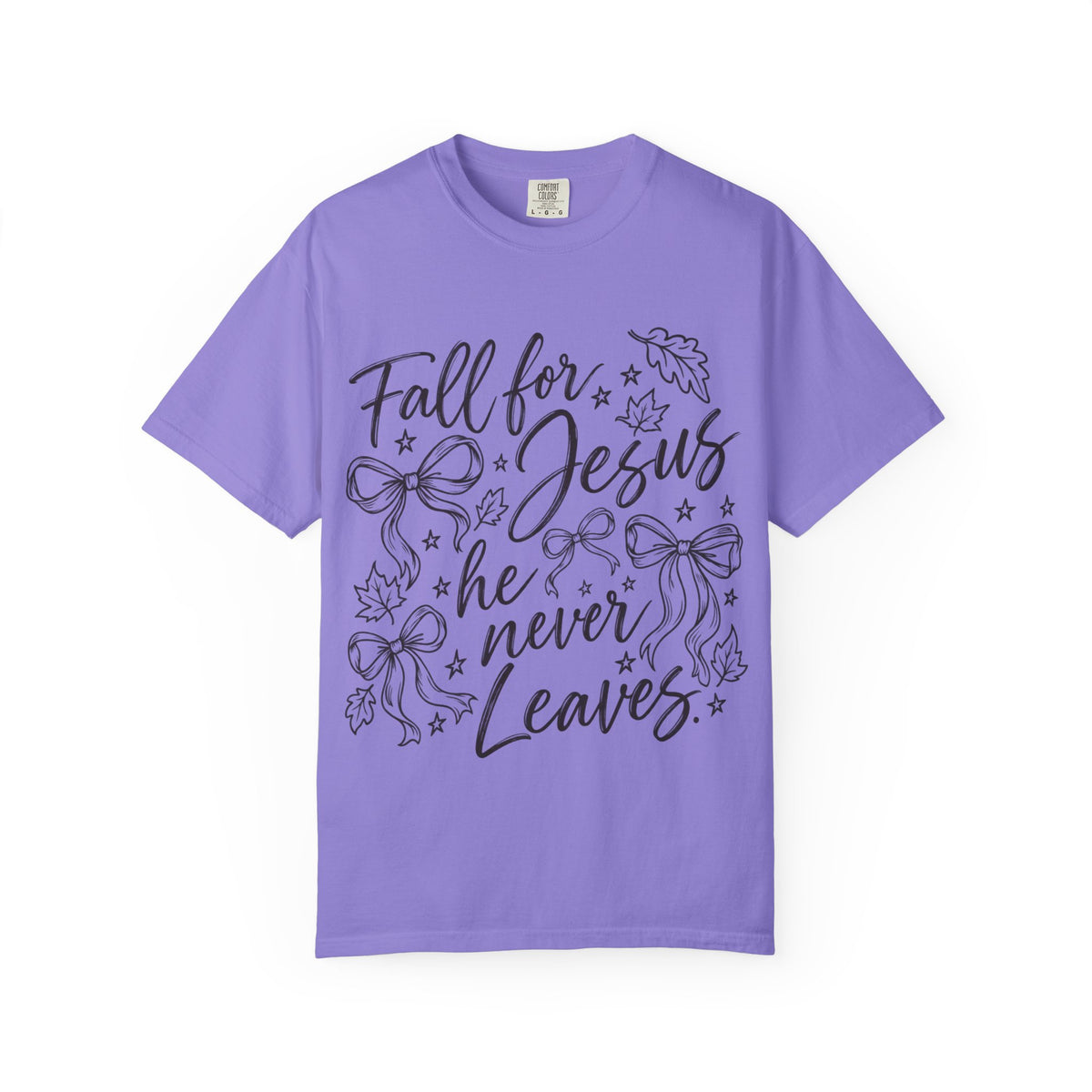 Fall For Jesus He Never Leaves T-Shirt — Christian Fall Tee