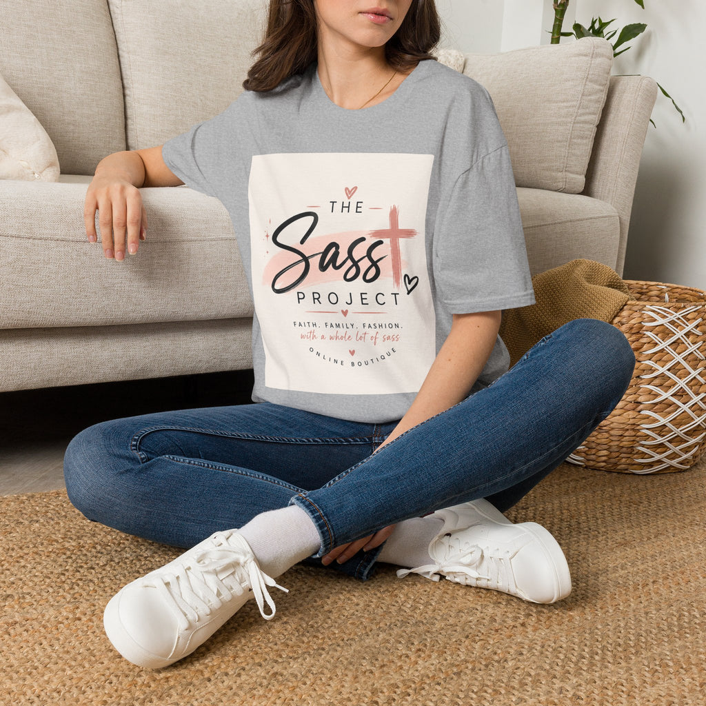 Sass Project Graphic Tee — Faith-Inspired Pink Cross T-Shirt