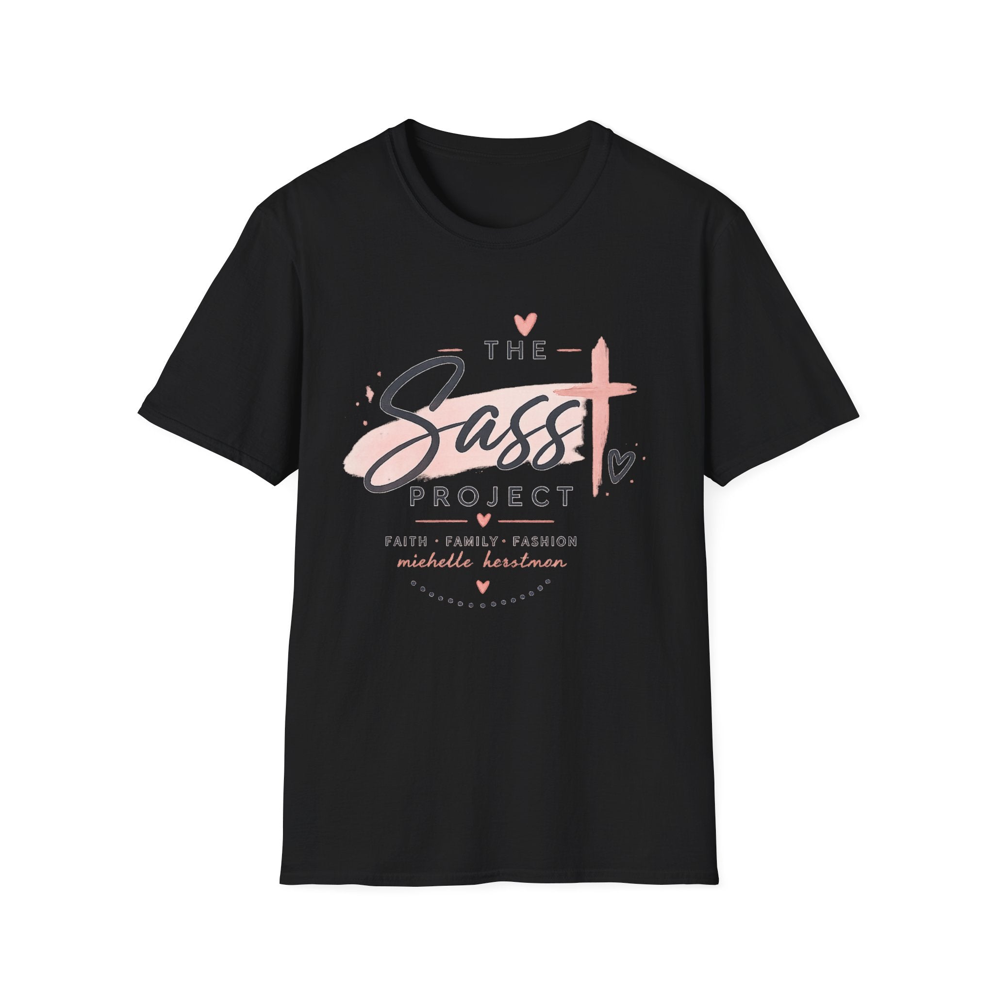 Sass Project Graphic Tee — Faith-Inspired Pink Cross T-Shirt
