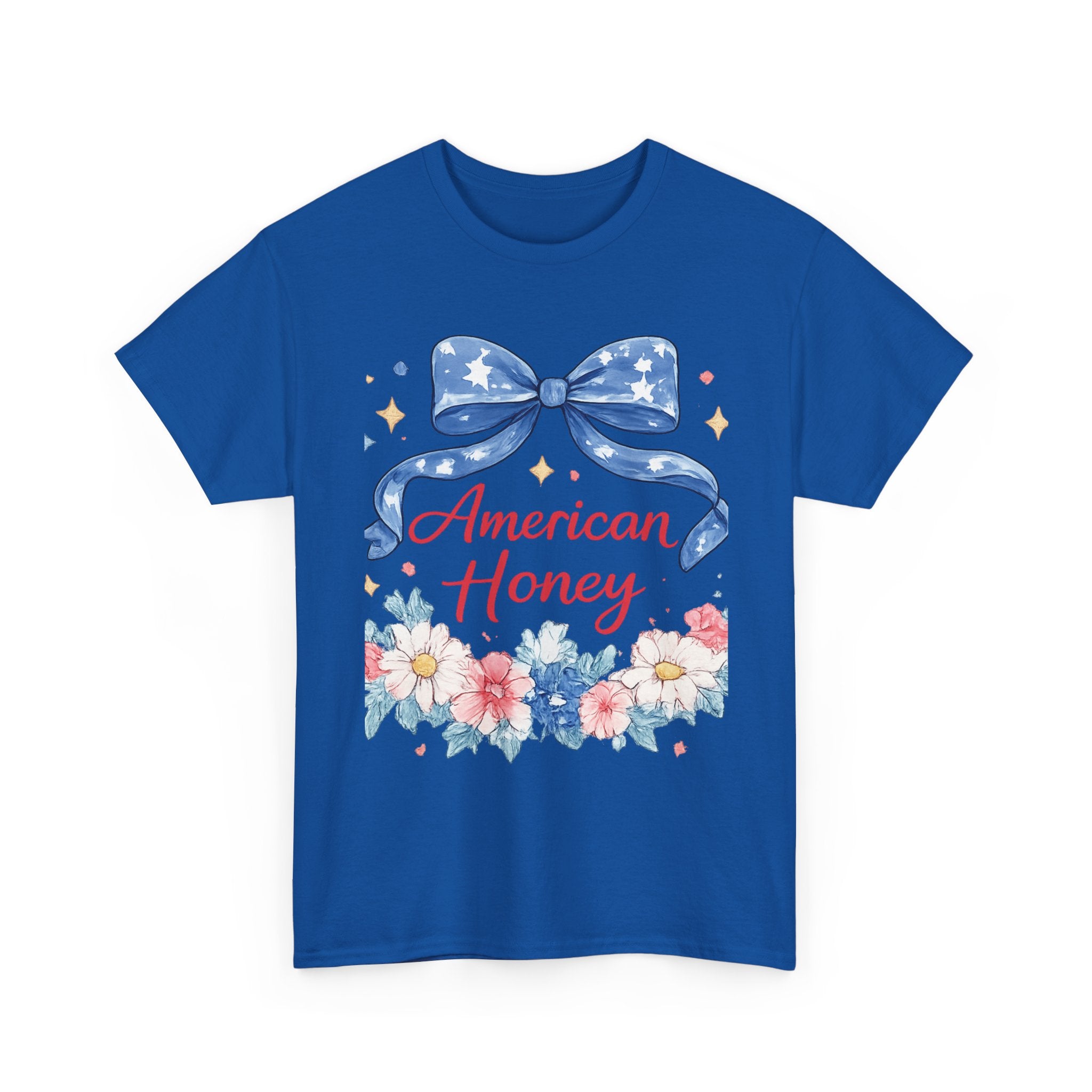 American Honey T-Shirt — Patriotic Floral Tee with Stars & Bow