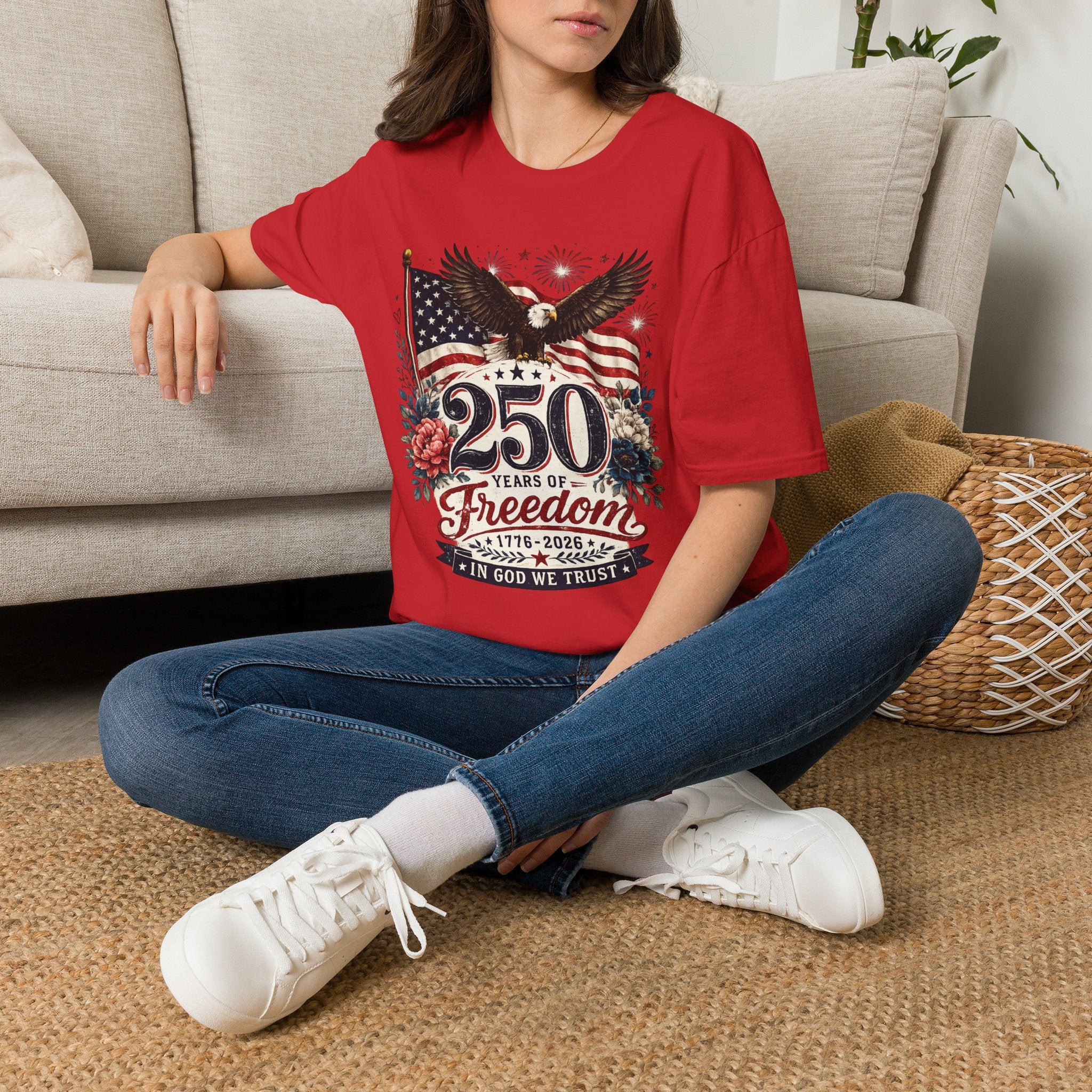 250 Years of Freedom T-Shirt — Patriotic American Eagle & Flag Tee