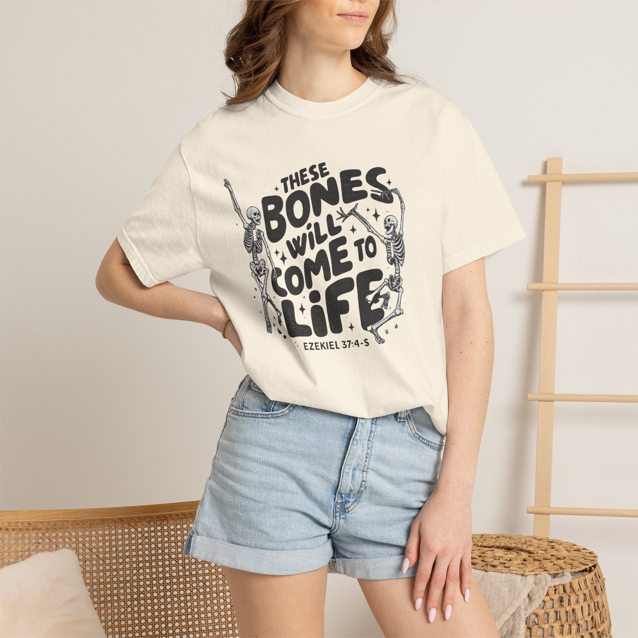 These Bones Will Come to Life T-Shirt — Inspirational Christian Graphic Tee (Ezekiel 37:4-5)
