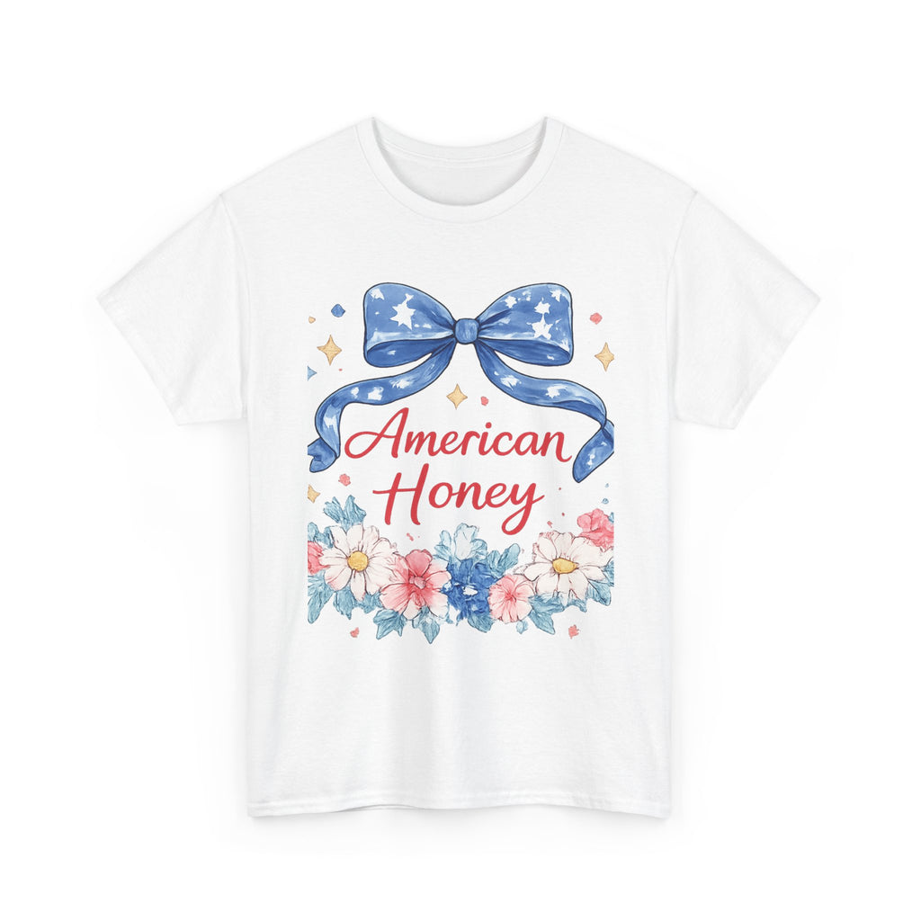 American Honey T-Shirt — Patriotic Floral Tee with Stars & Bow