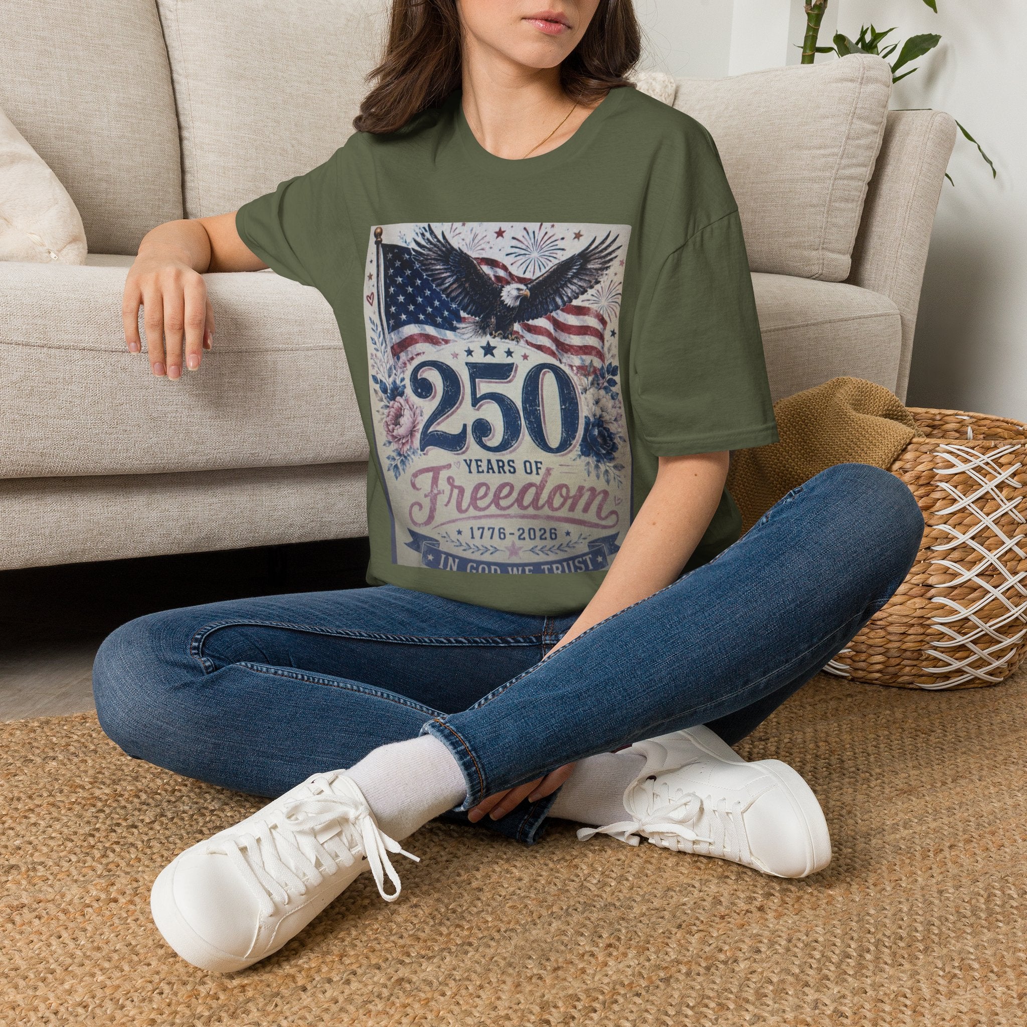 250 Years of Freedom T-Shirt — Patriotic American Eagle & Flag Tee