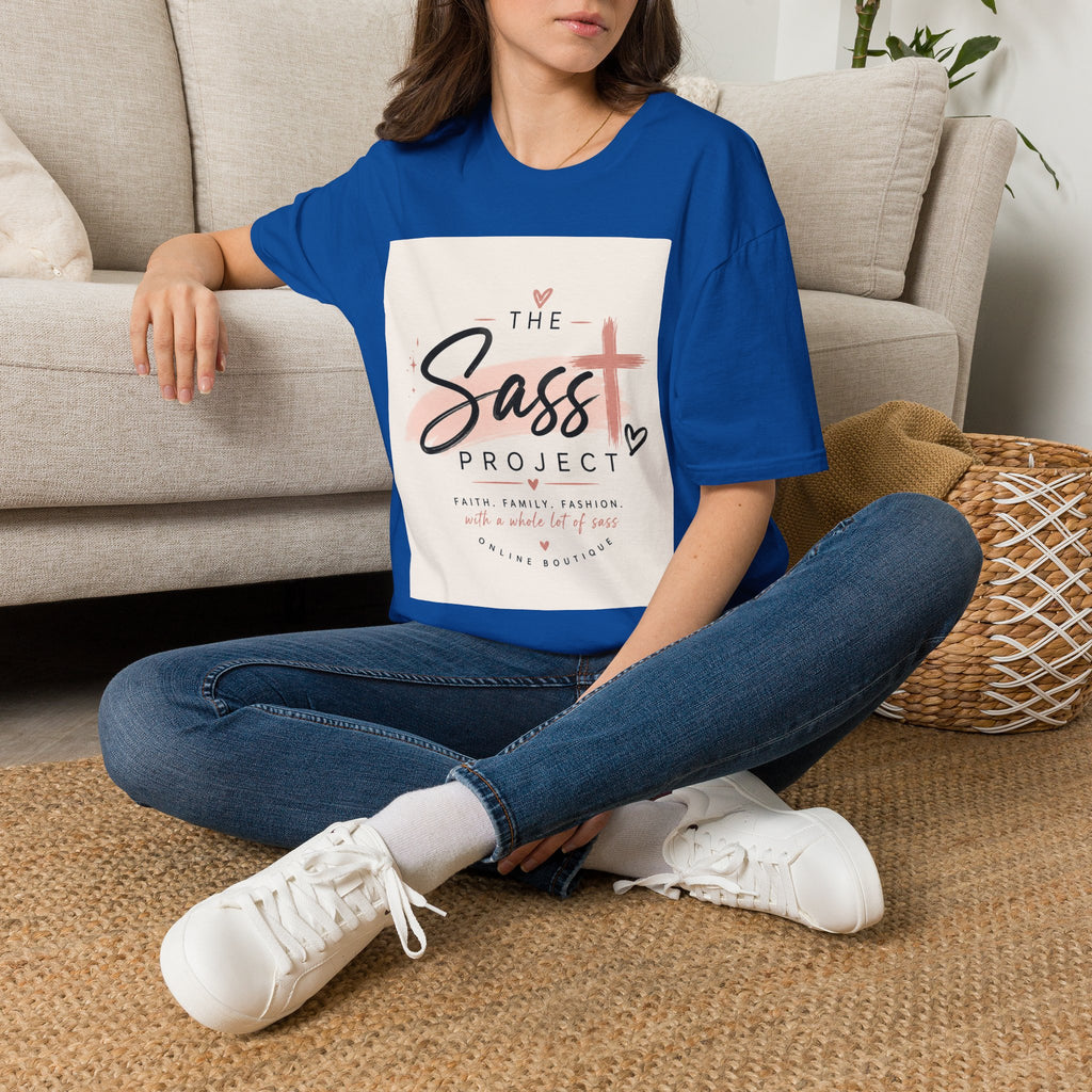 Sass Project Graphic Tee — Faith-Inspired Pink Cross T-Shirt