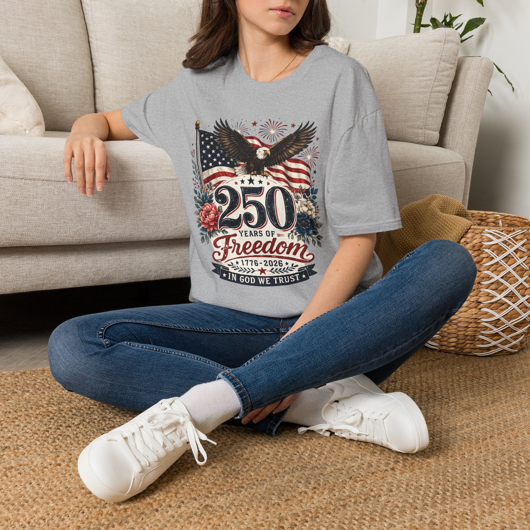 250 Years of Freedom T-Shirt — Patriotic American Eagle & Flag Tee