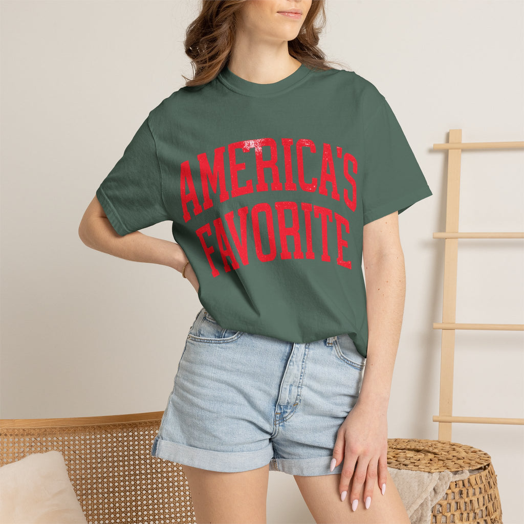 Americas Favorite T-Shirt — Patriotic Red Letter Graphic Tee