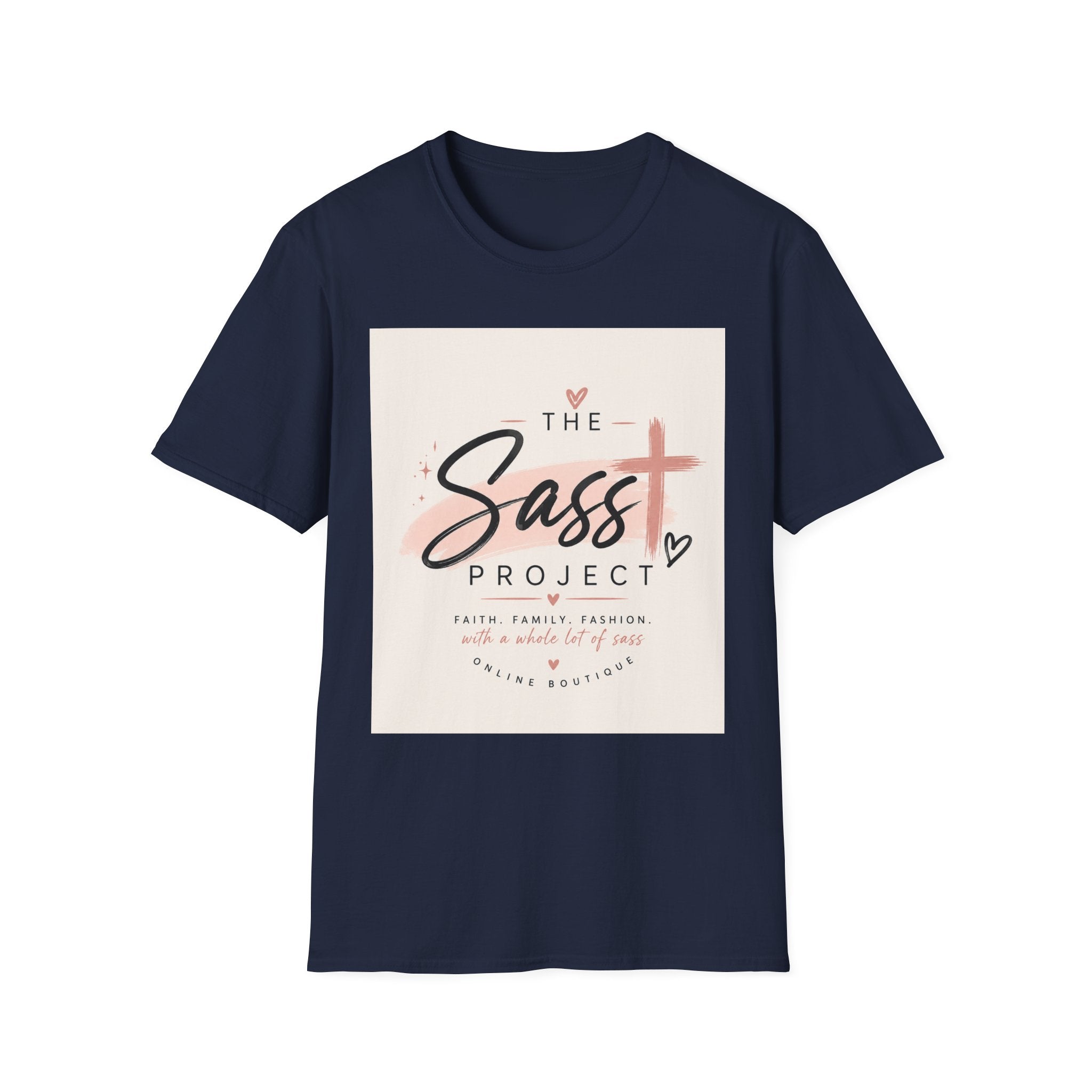 Sass Project Graphic Tee — Faith-Inspired Pink Cross T-Shirt