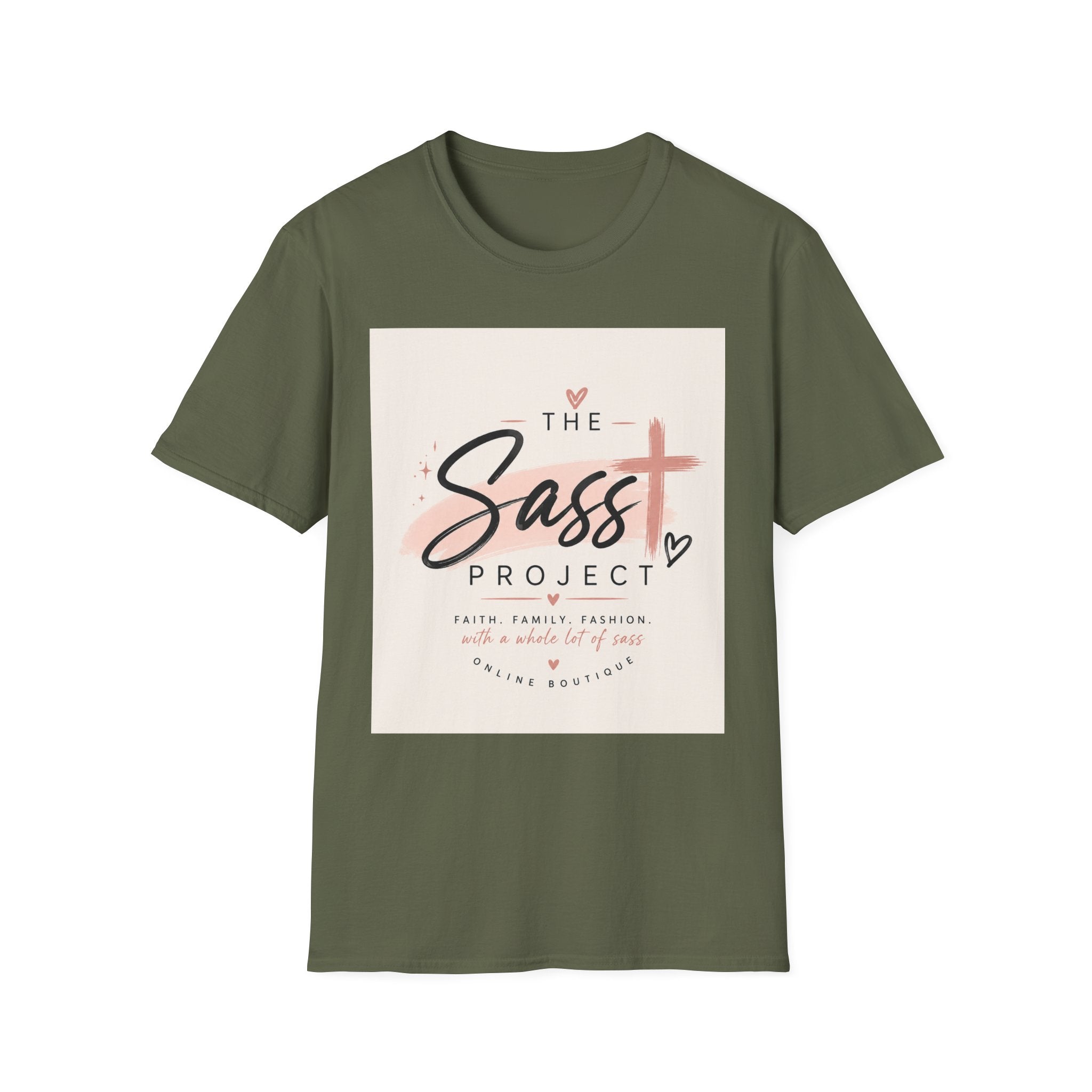 Sass Project Graphic Tee — Faith-Inspired Pink Cross T-Shirt