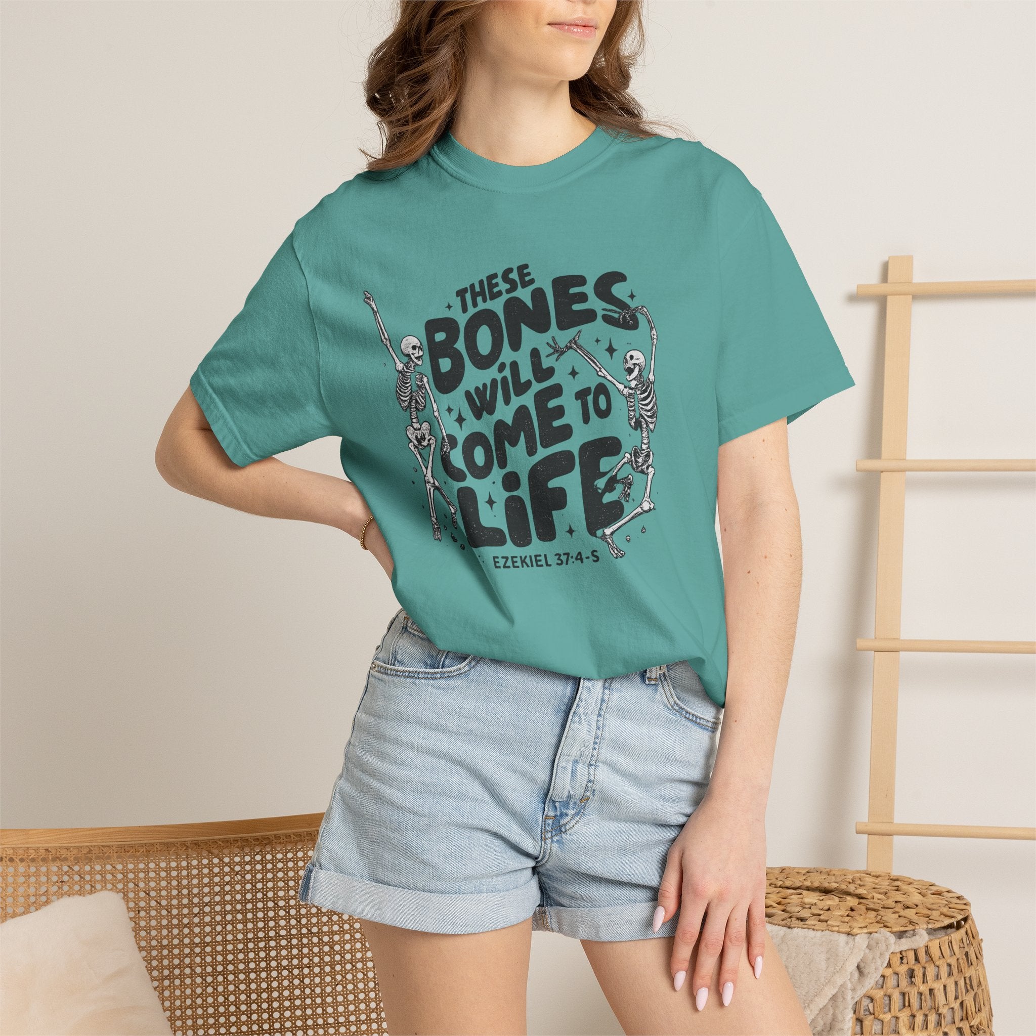 These Bones Will Come to Life T-Shirt — Inspirational Christian Graphic Tee (Ezekiel 37:4-5)
