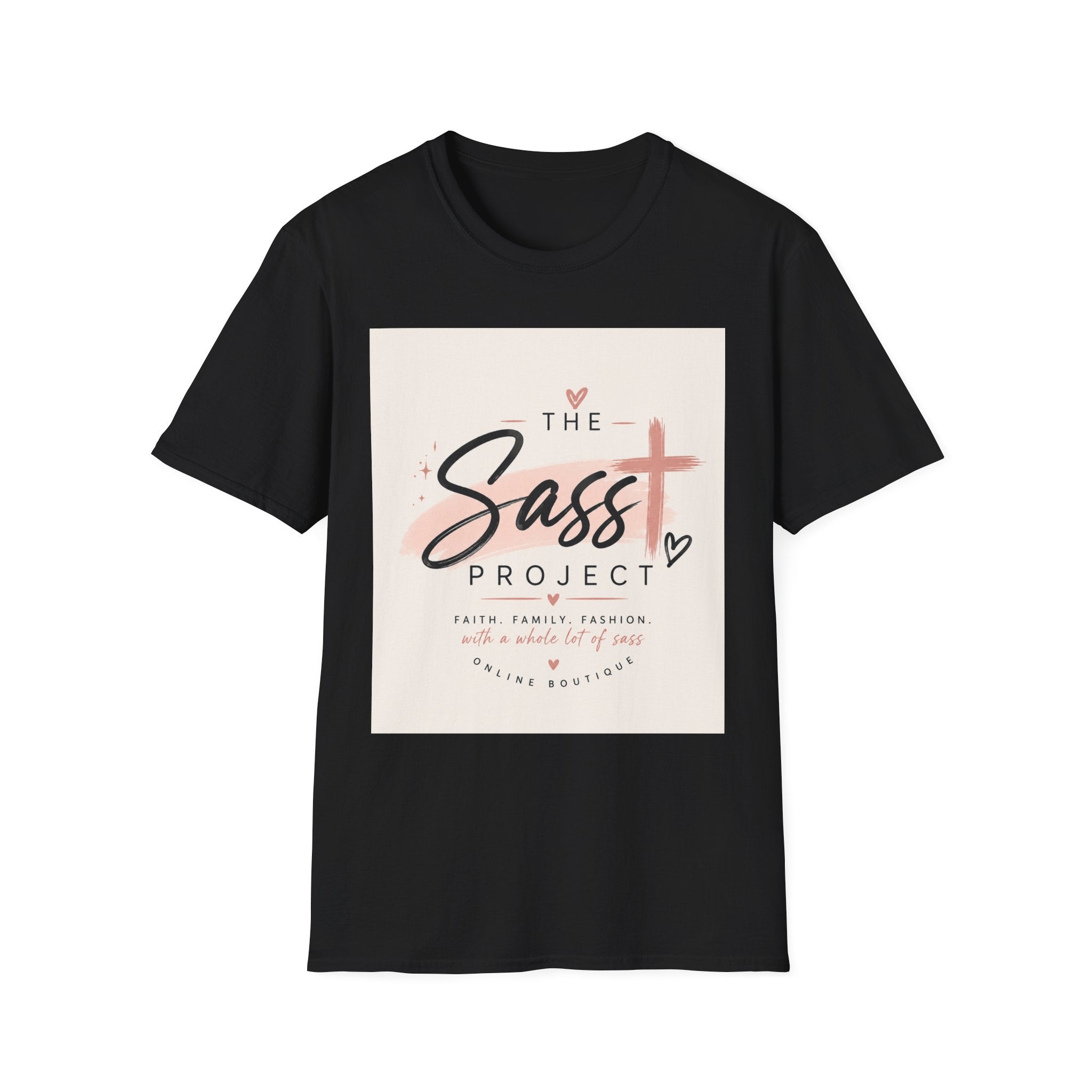 Sass Project Graphic Tee — Faith-Inspired Pink Cross T-Shirt