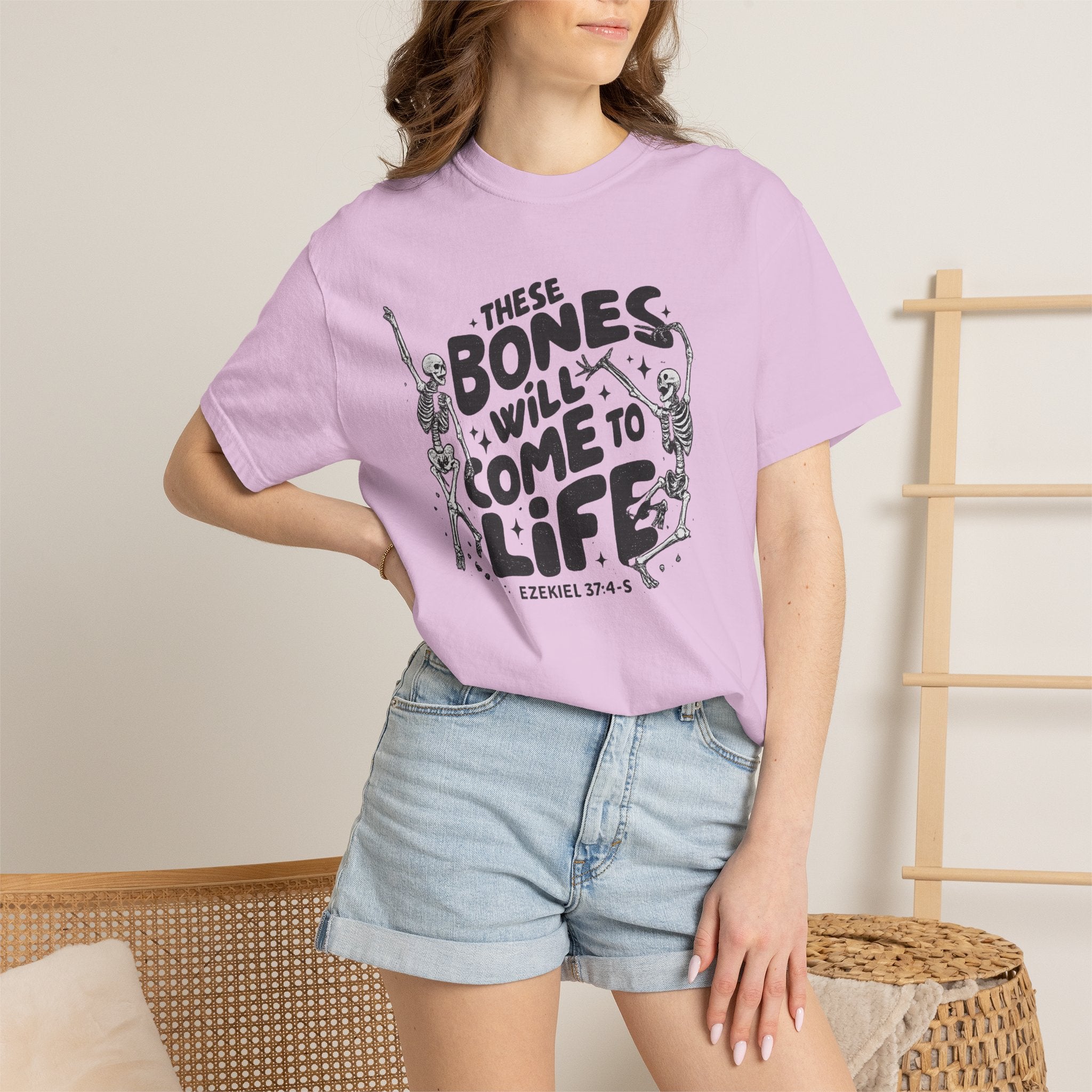 These Bones Will Come to Life T-Shirt — Inspirational Christian Graphic Tee (Ezekiel 37:4-5)