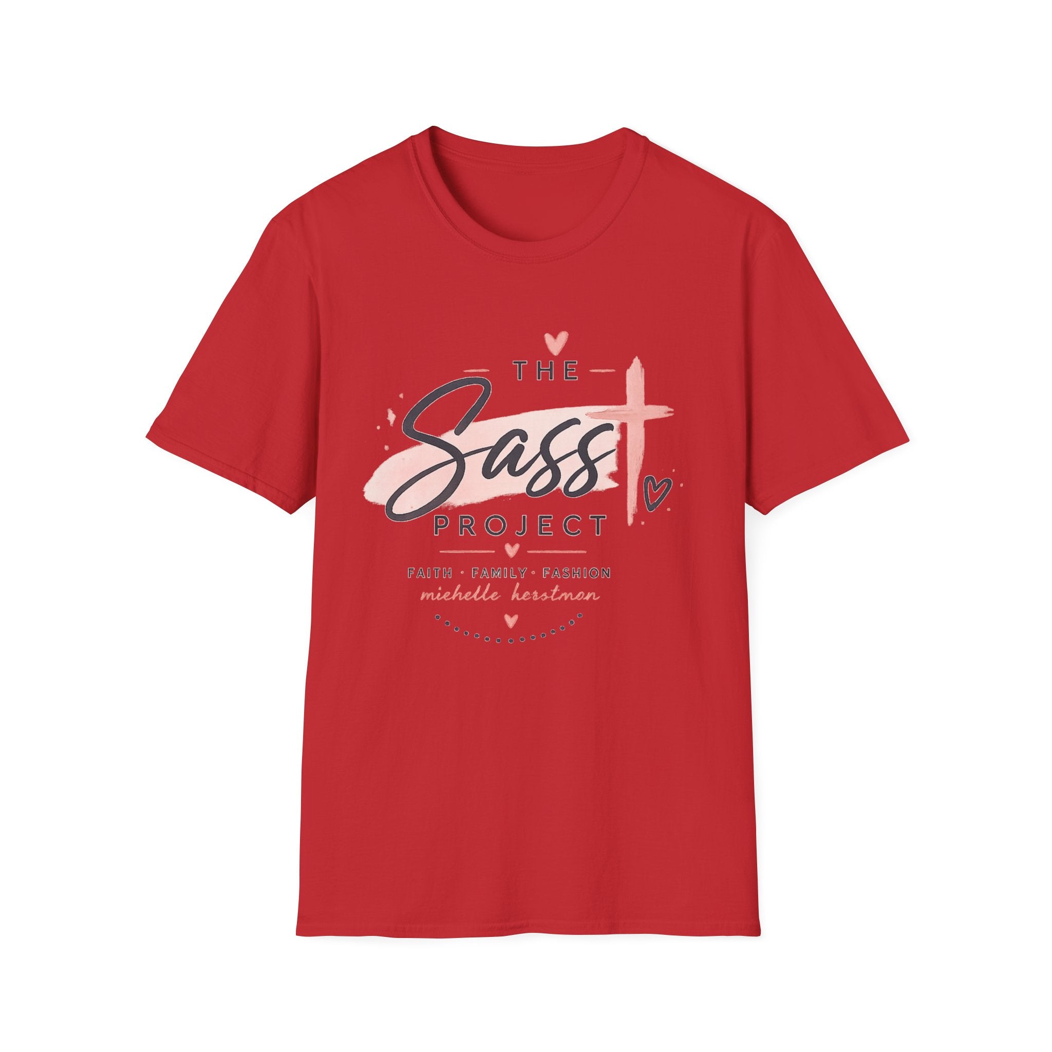 Sass Project Graphic Tee — Faith-Inspired Pink Cross T-Shirt