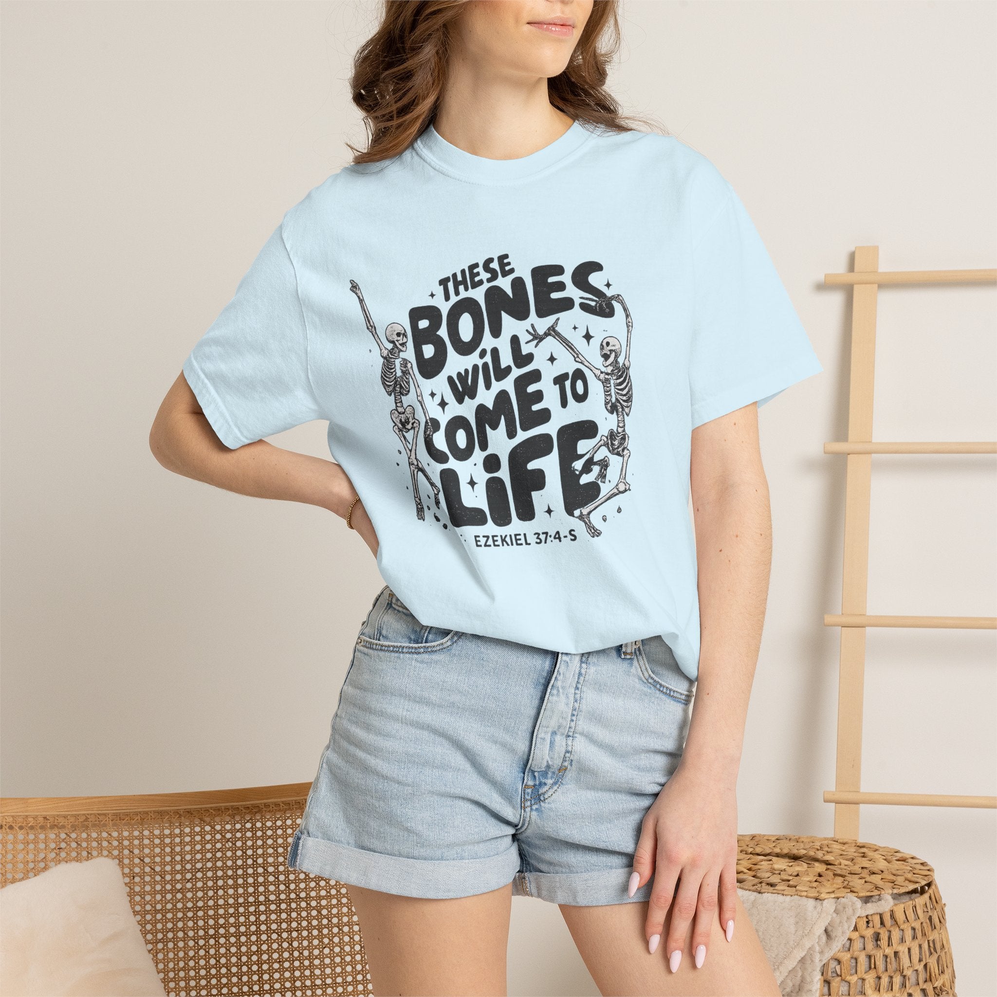 These Bones Will Come to Life T-Shirt — Inspirational Christian Graphic Tee (Ezekiel 37:4-5)