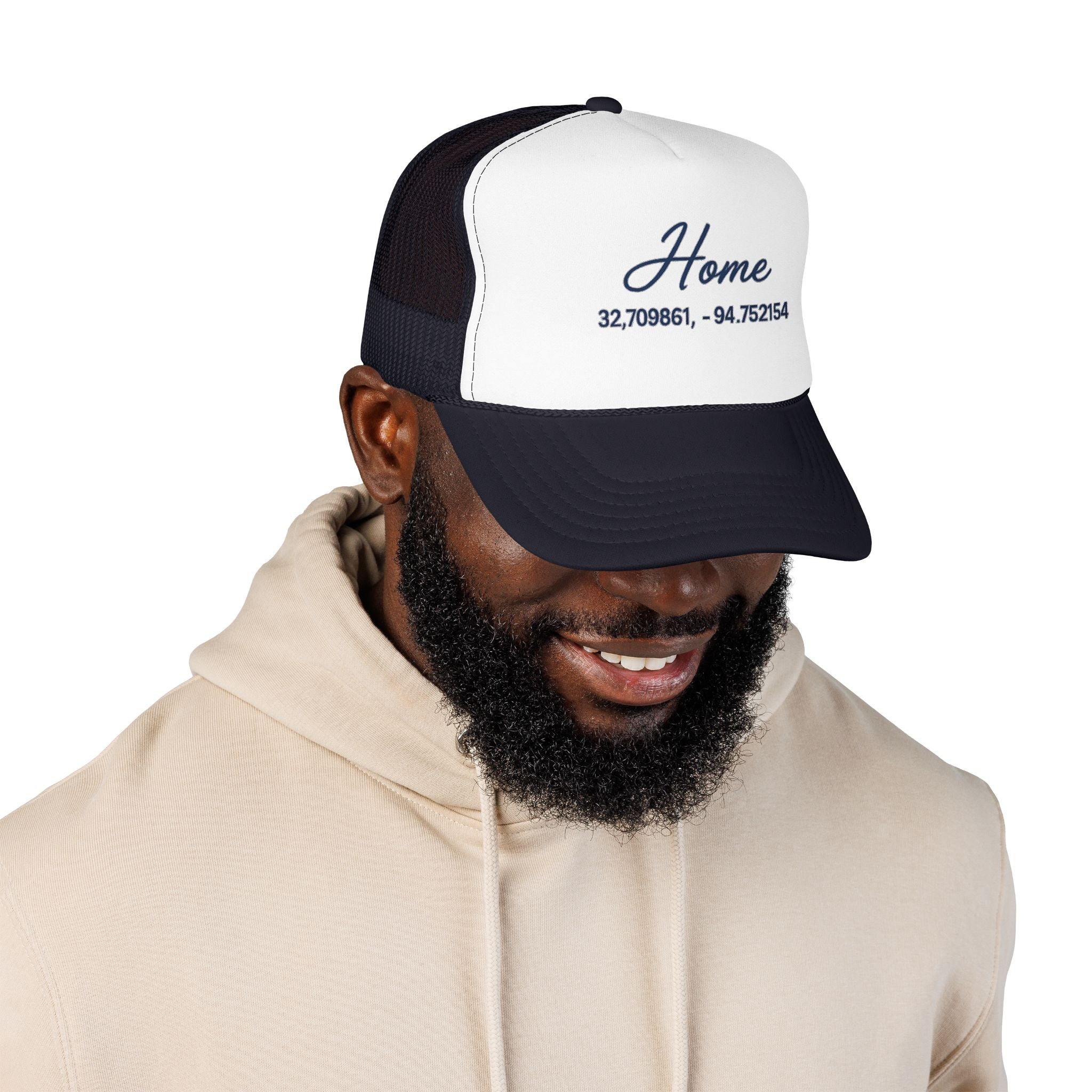 Home Coordinates Trucker Hat — Personalized GPS Latitude Longitude Cap