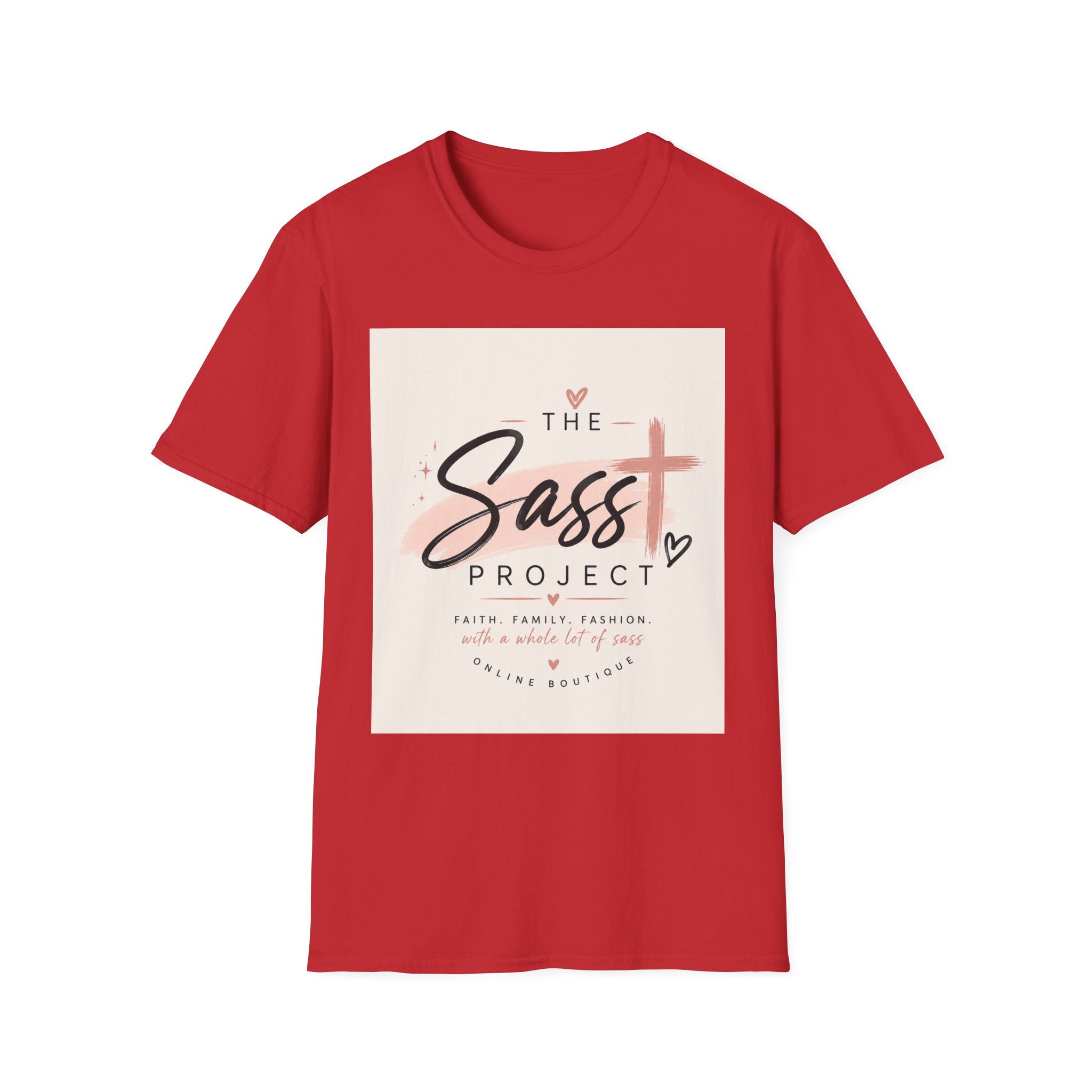 Sass Project Graphic Tee — Faith-Inspired Pink Cross T-Shirt