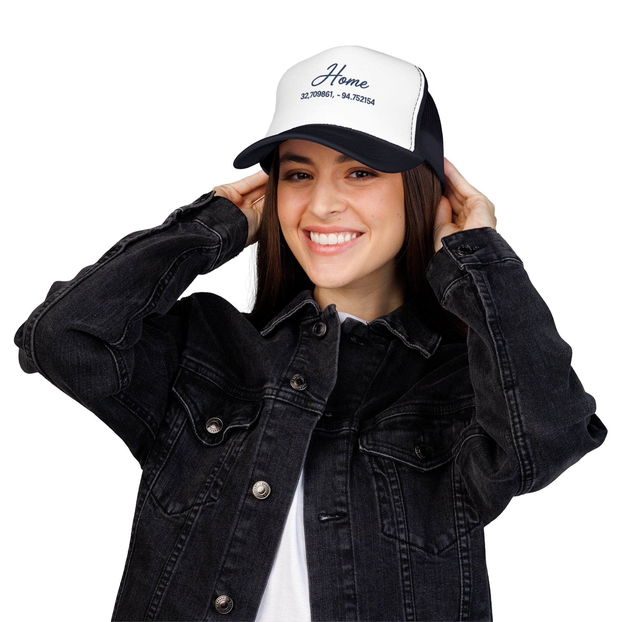 Home Coordinates Trucker Hat — Personalized GPS Latitude Longitude Cap
