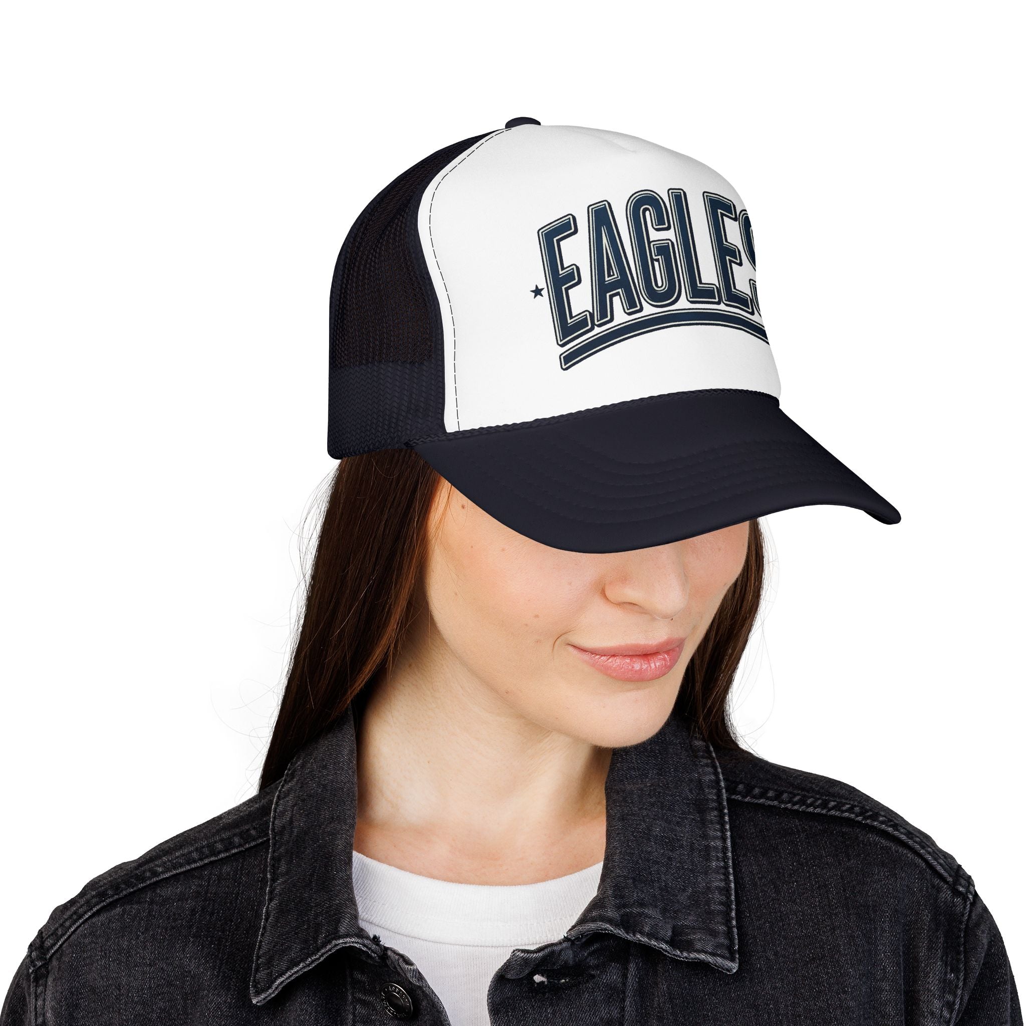Eagle Mama Trucker Hat — Vintage Varsity Mesh Foam Cap
