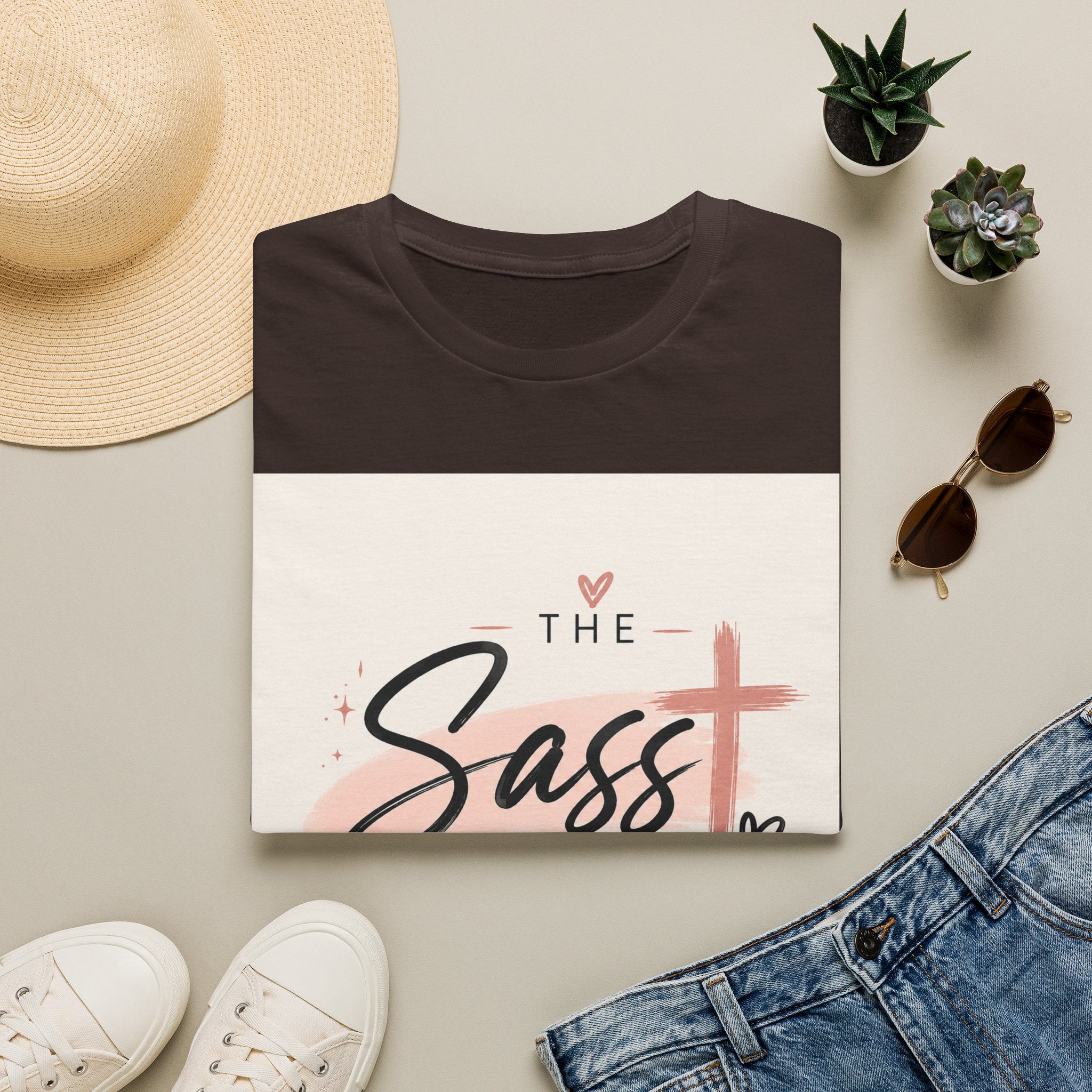 Sass Project Graphic Tee — Faith-Inspired Pink Cross T-Shirt