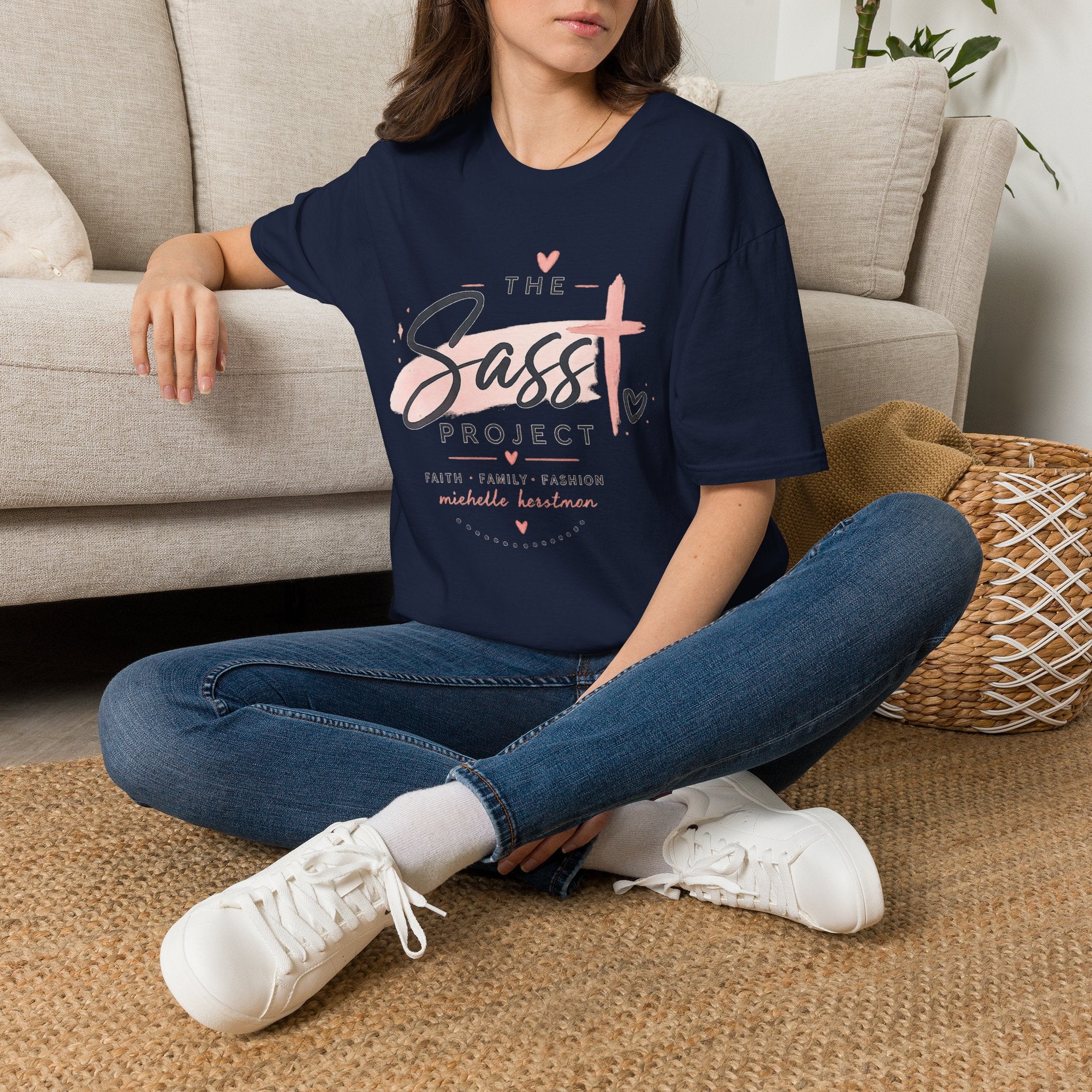 Sass Project Graphic Tee — Faith-Inspired Pink Cross T-Shirt
