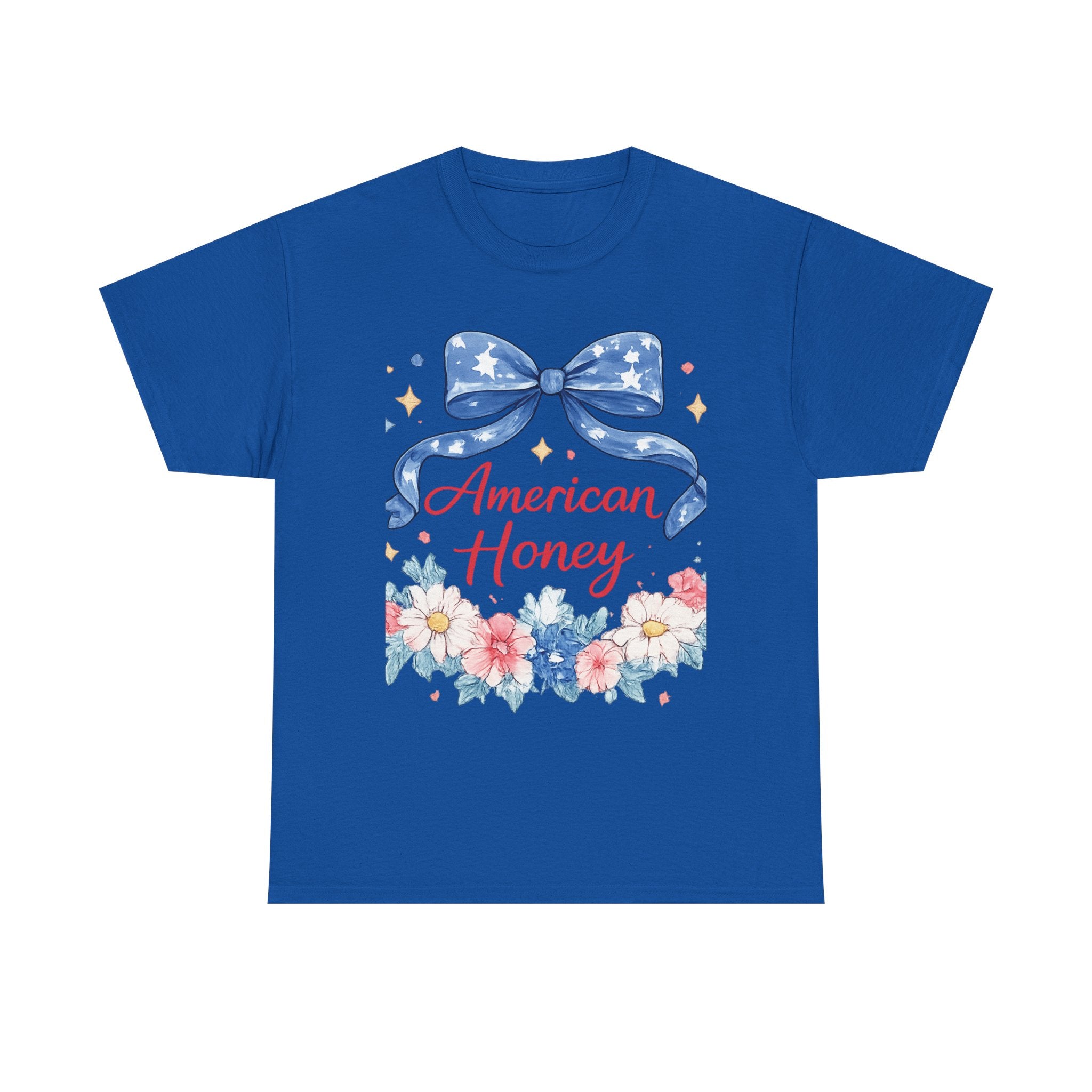 American Honey T-Shirt — Patriotic Floral Tee with Stars & Bow