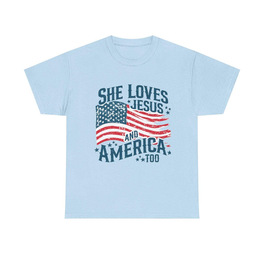 Patriotic 'She Loves Jesus and America Too' T-Shirt