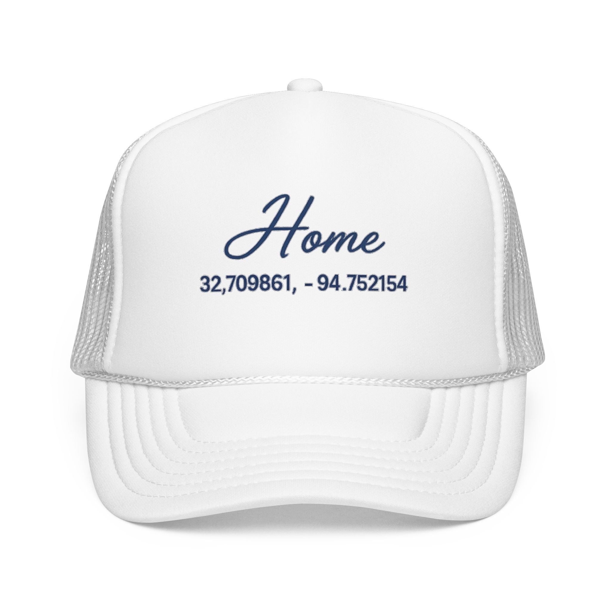 Home Coordinates Trucker Hat — Personalized GPS Latitude Longitude Cap