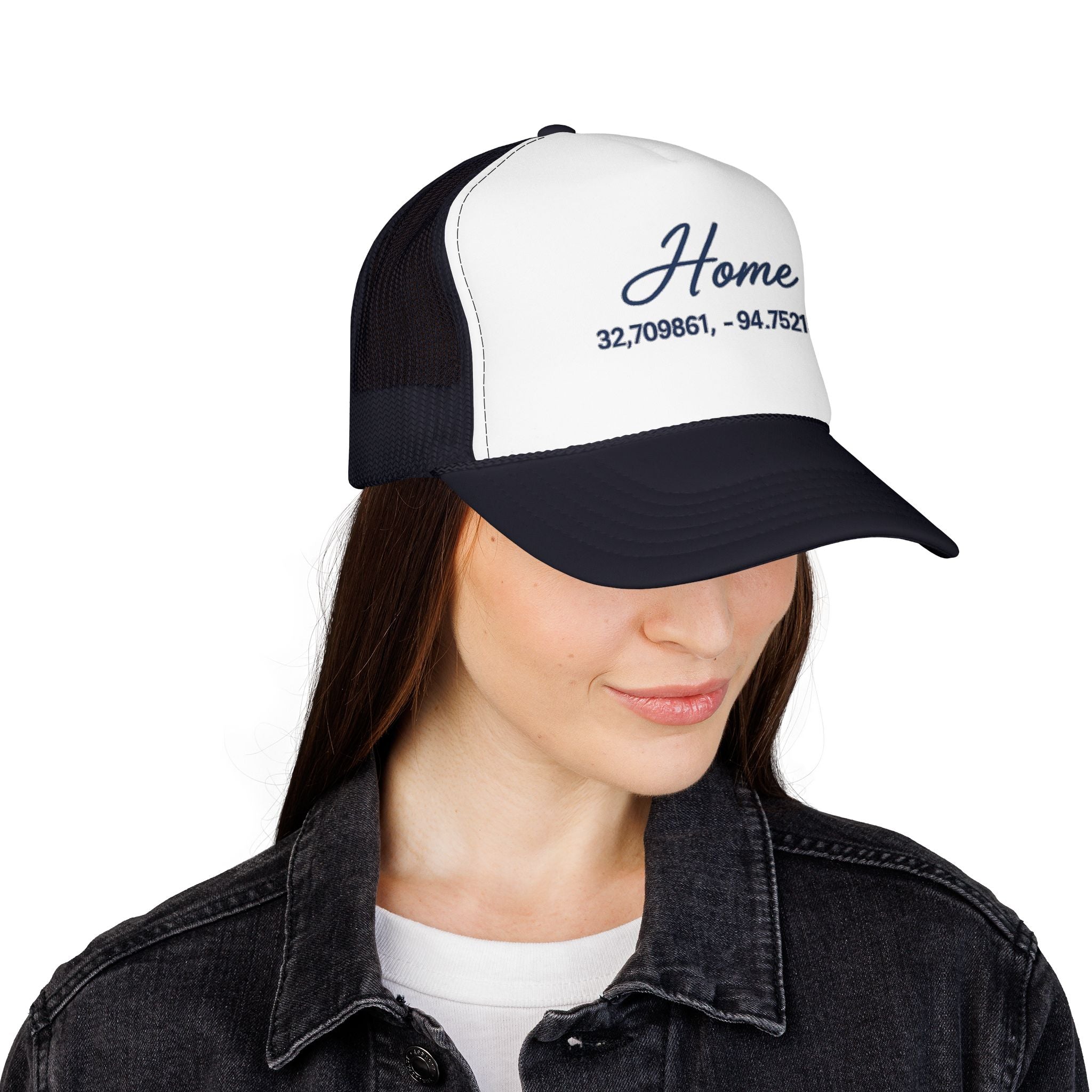 Home Coordinates Trucker Hat — Personalized GPS Latitude Longitude Cap