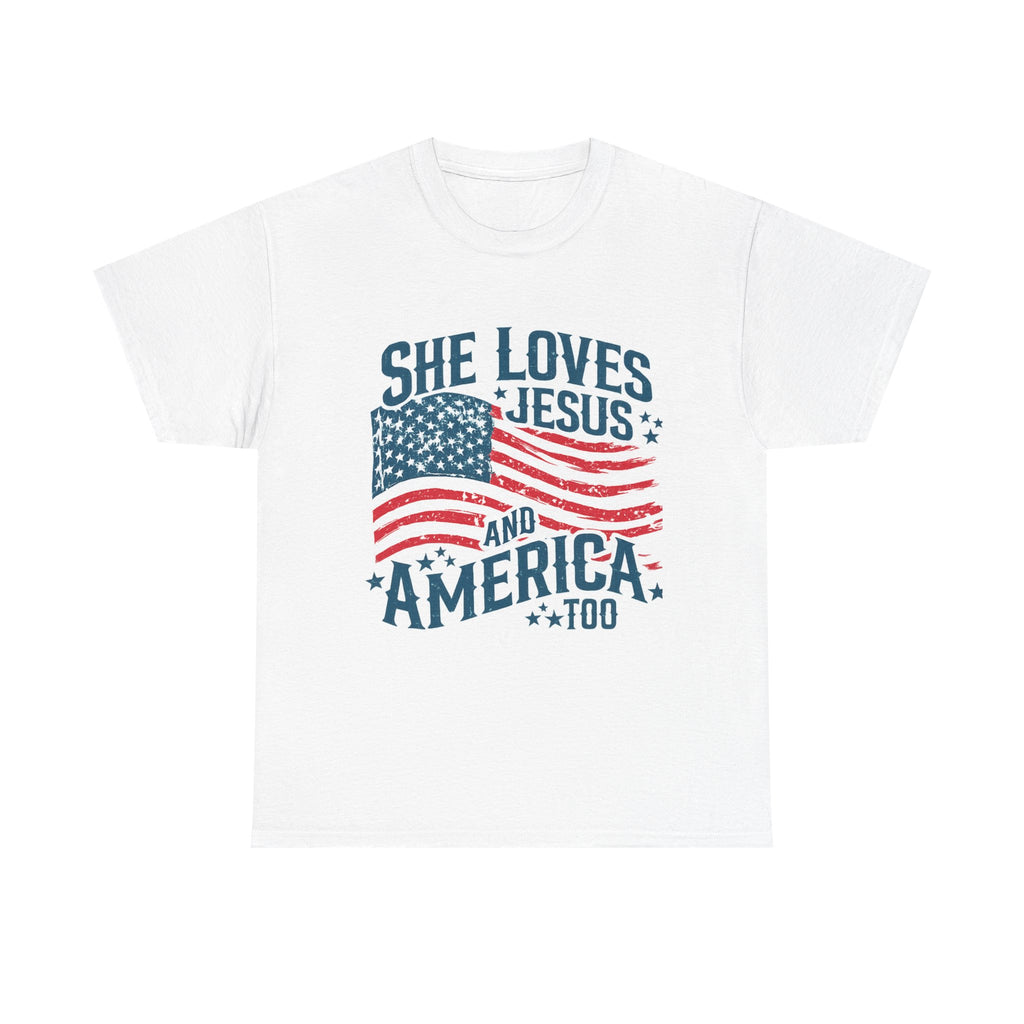 Patriotic 'She Loves Jesus and America Too' T-Shirt