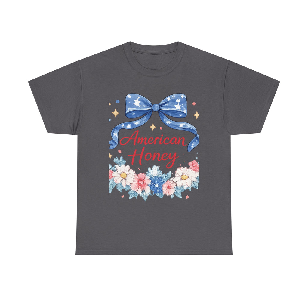 American Honey T-Shirt — Patriotic Floral Tee with Stars & Bow