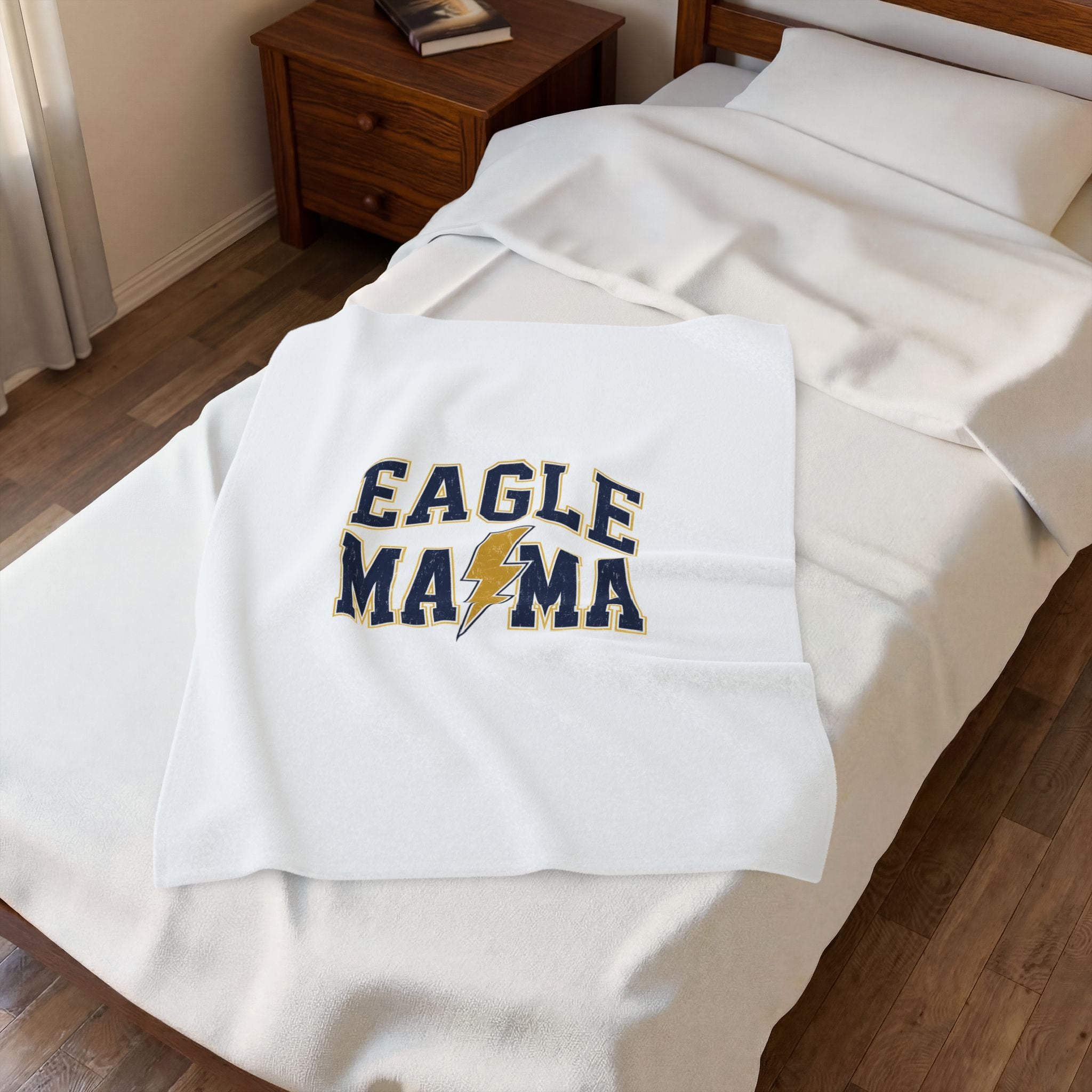 Eagle Mama Velveteen Plush Blanket — Cozy Mom Supporter Throw with Lightning Logo