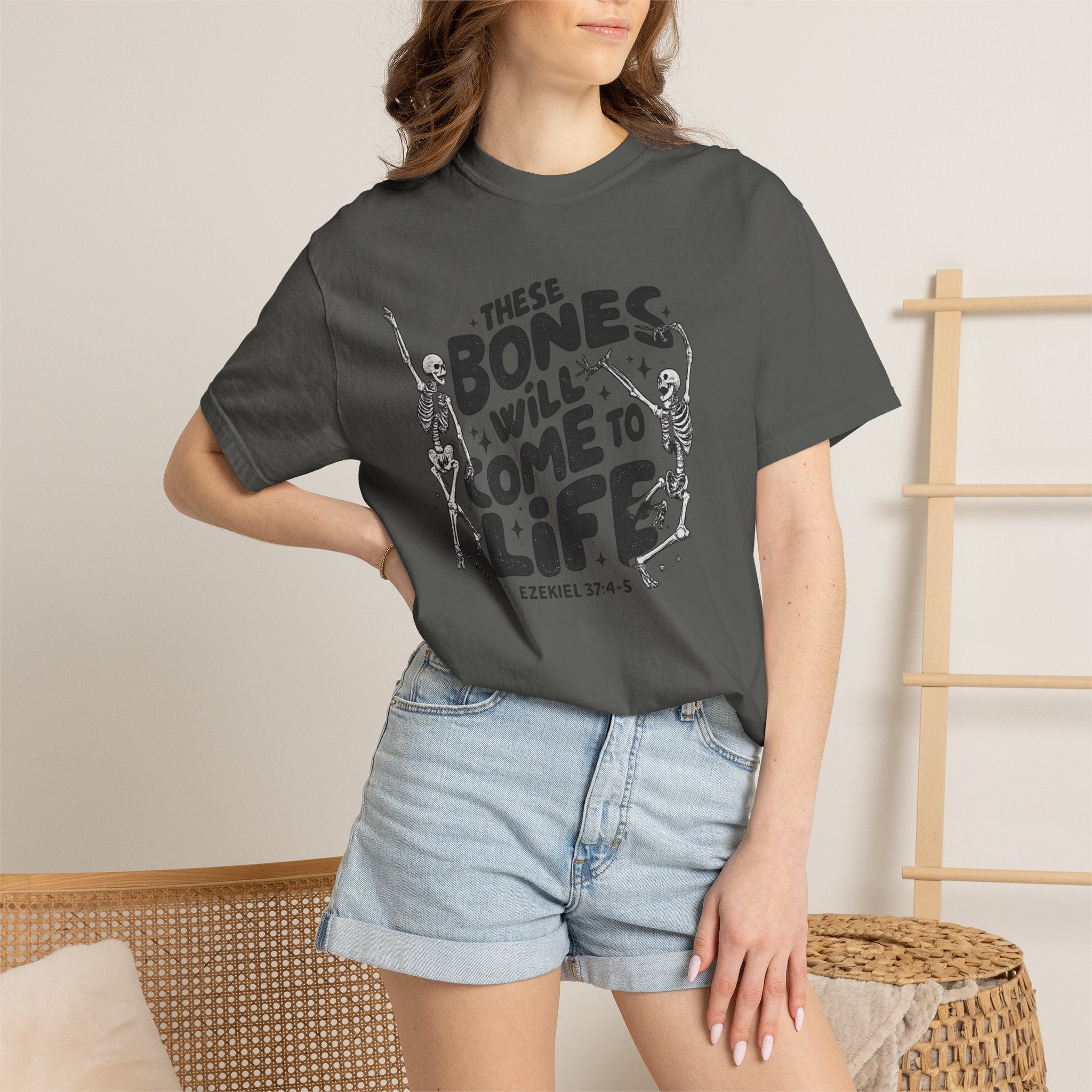These Bones Will Come to Life T-Shirt — Inspirational Christian Graphic Tee (Ezekiel 37:4-5)