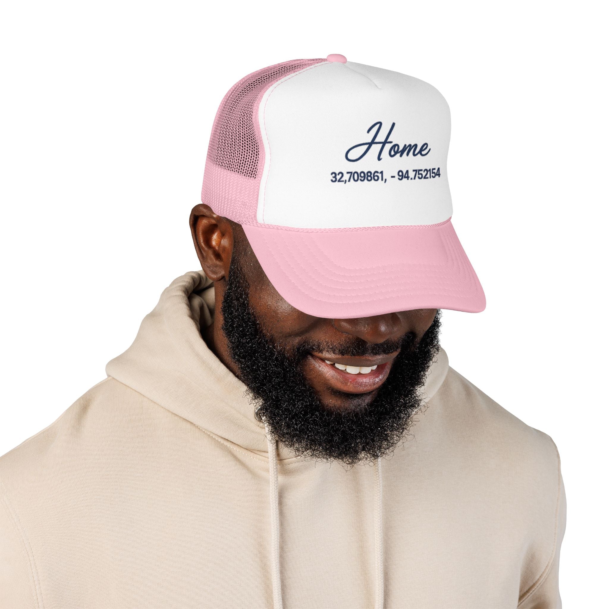 Home Coordinates Trucker Hat — Personalized GPS Latitude Longitude Cap