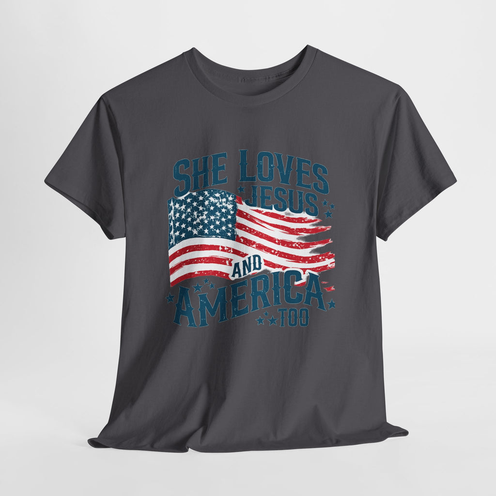 Patriotic 'She Loves Jesus and America Too' T-Shirt