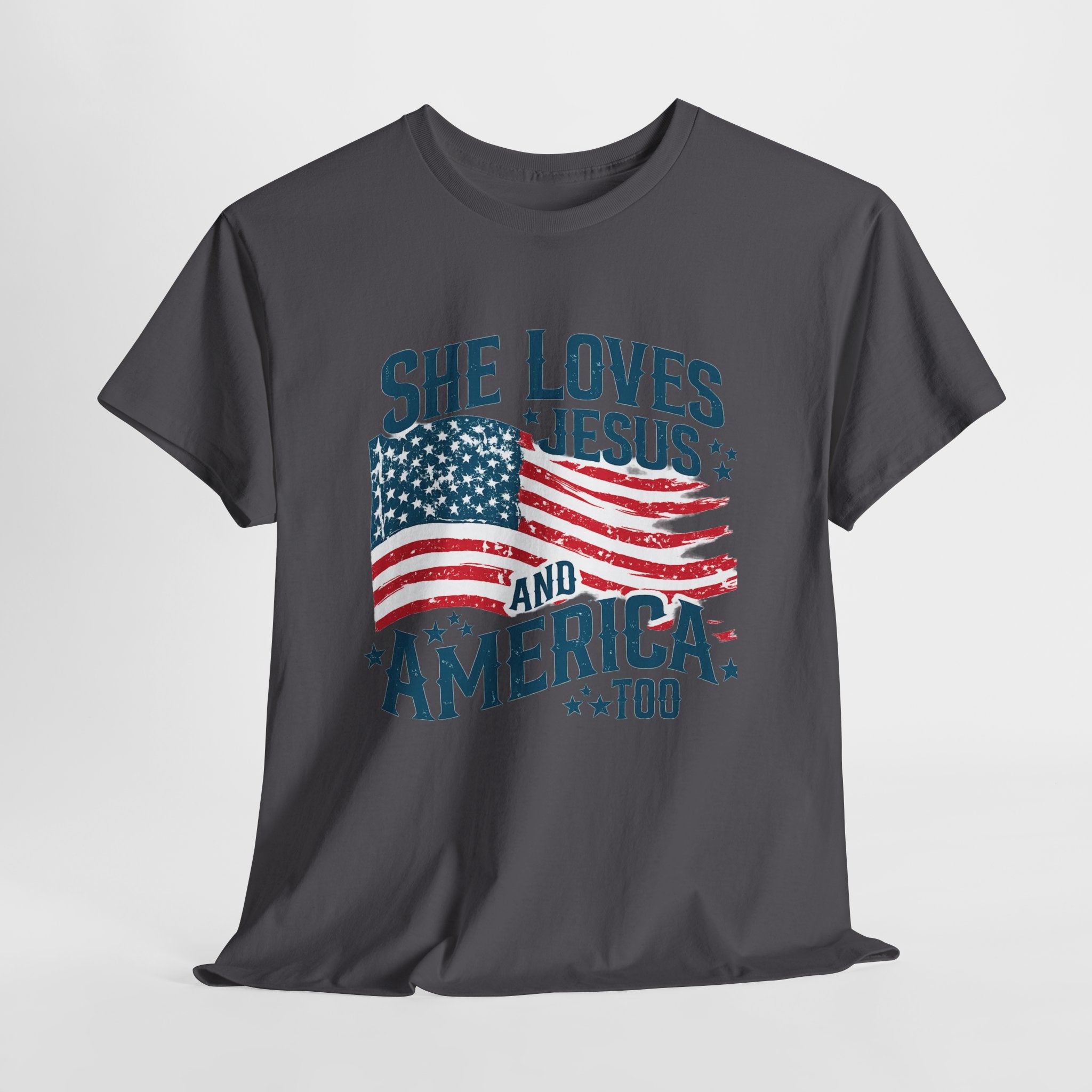 Patriotic 'She Loves Jesus and America Too' T-Shirt