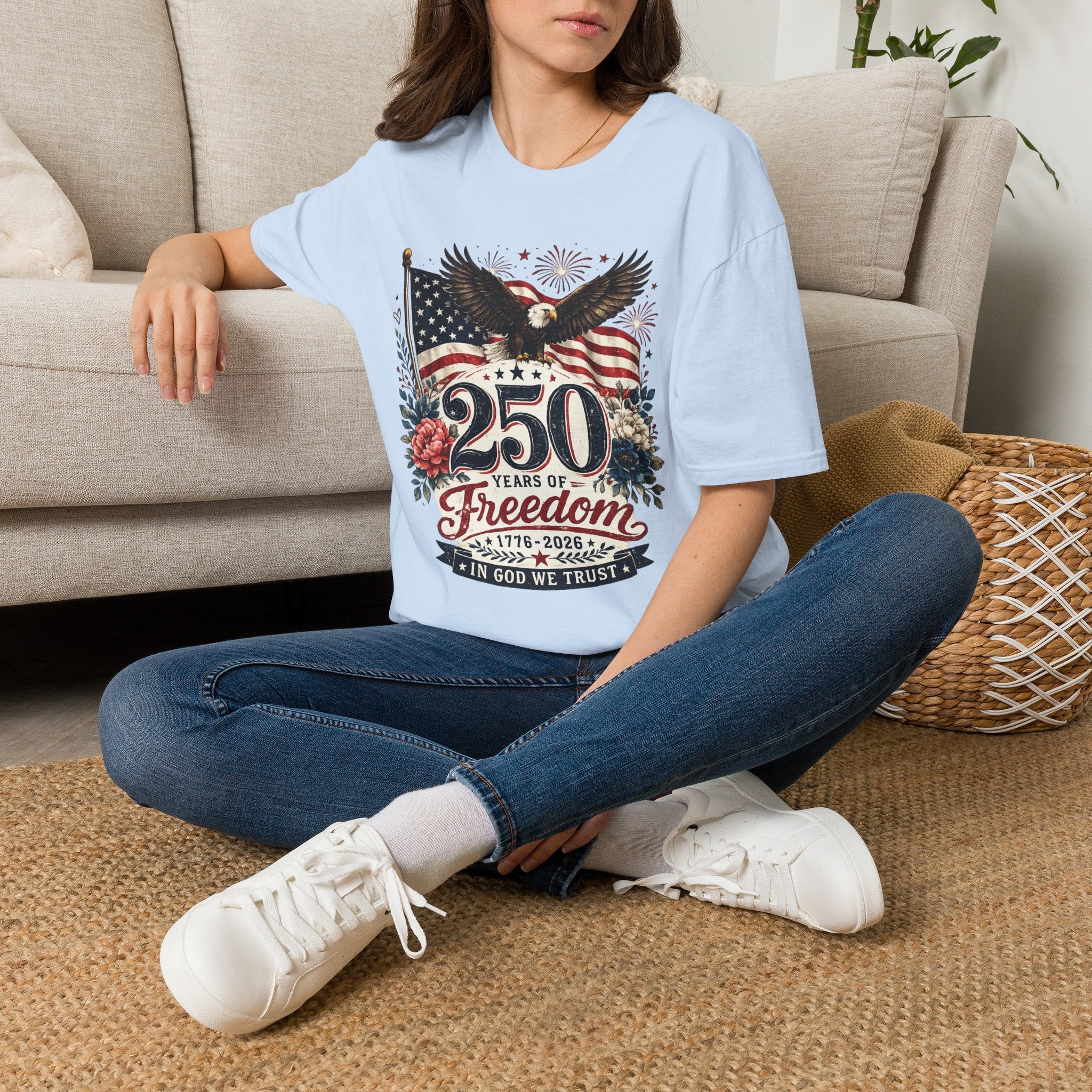 250 Years of Freedom T-Shirt — Patriotic American Eagle & Flag Tee