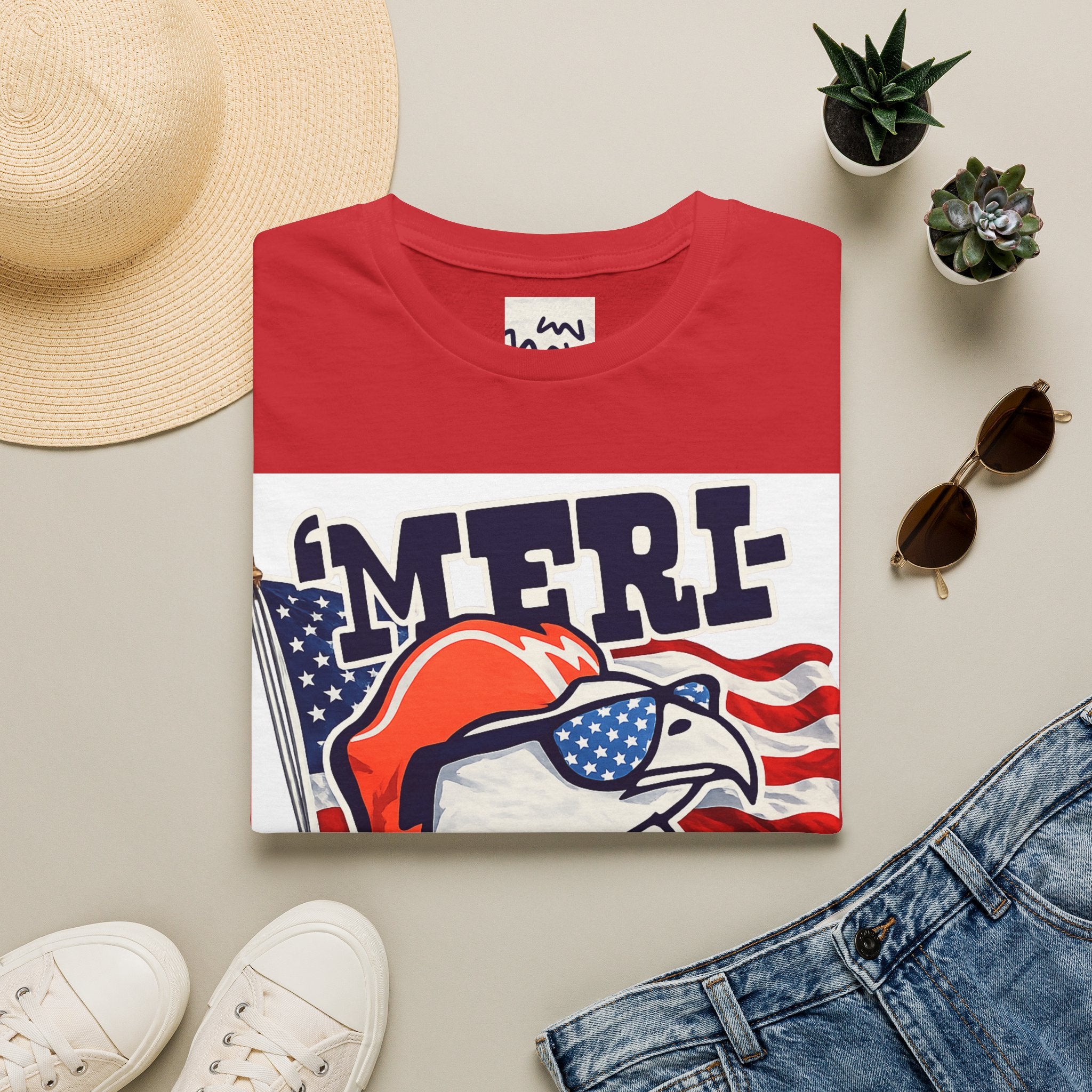 'Merica Eagle T‑Shirt — Patriotic American Flag Eagle Graphic Tee