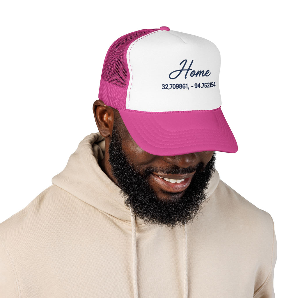 Home Coordinates Trucker Hat — Personalized GPS Latitude Longitude Cap