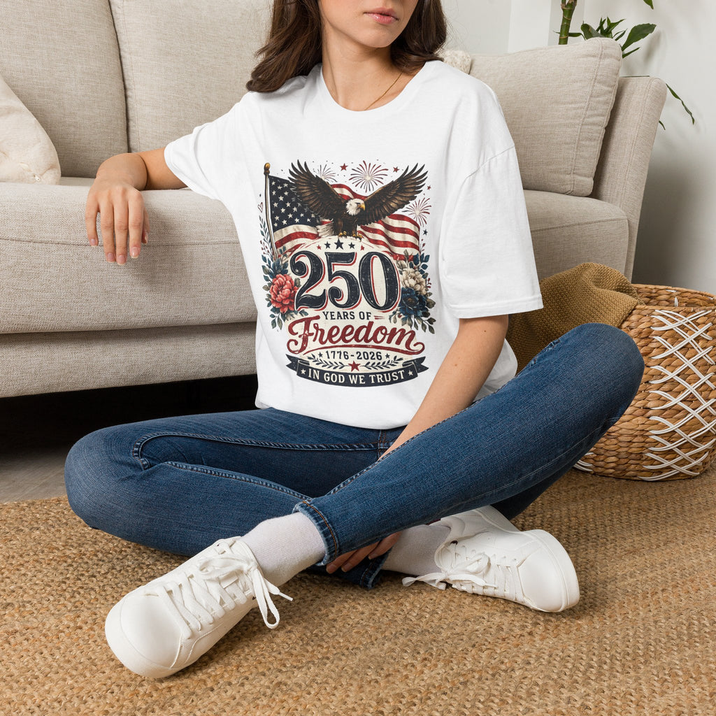 250 Years of Freedom T-Shirt — Patriotic American Eagle & Flag Tee
