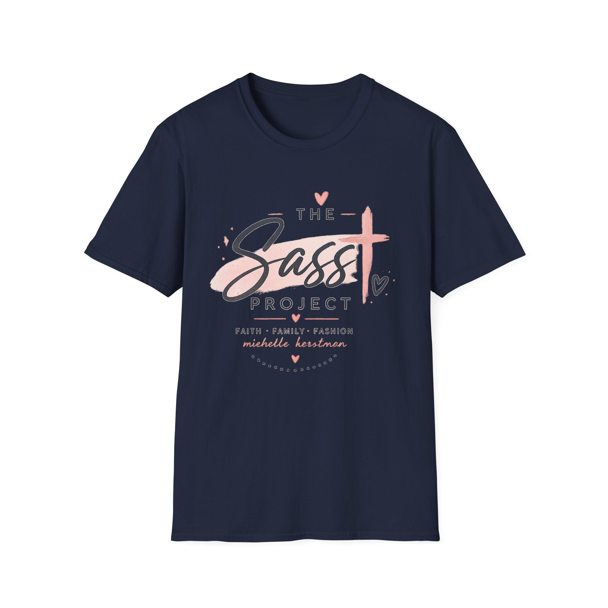 Sass Project Graphic Tee — Faith-Inspired Pink Cross T-Shirt