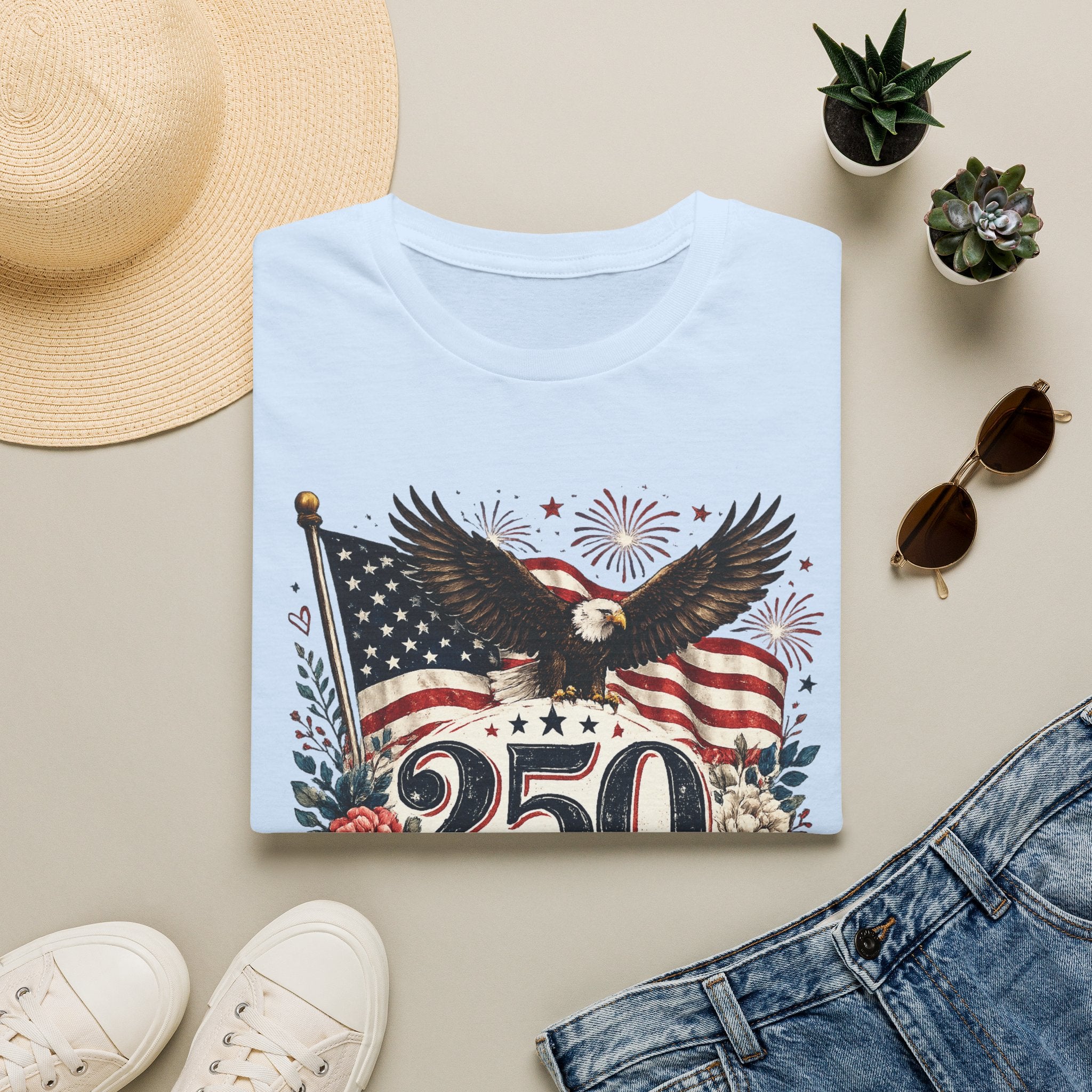 250 Years of Freedom T-Shirt — Patriotic American Eagle & Flag Tee