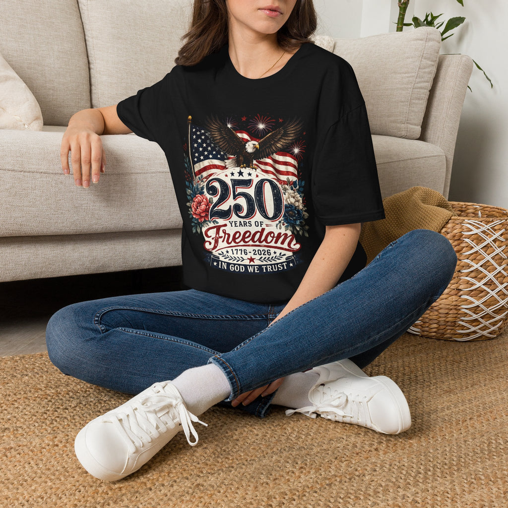 250 Years of Freedom T-Shirt — Patriotic American Eagle & Flag Tee
