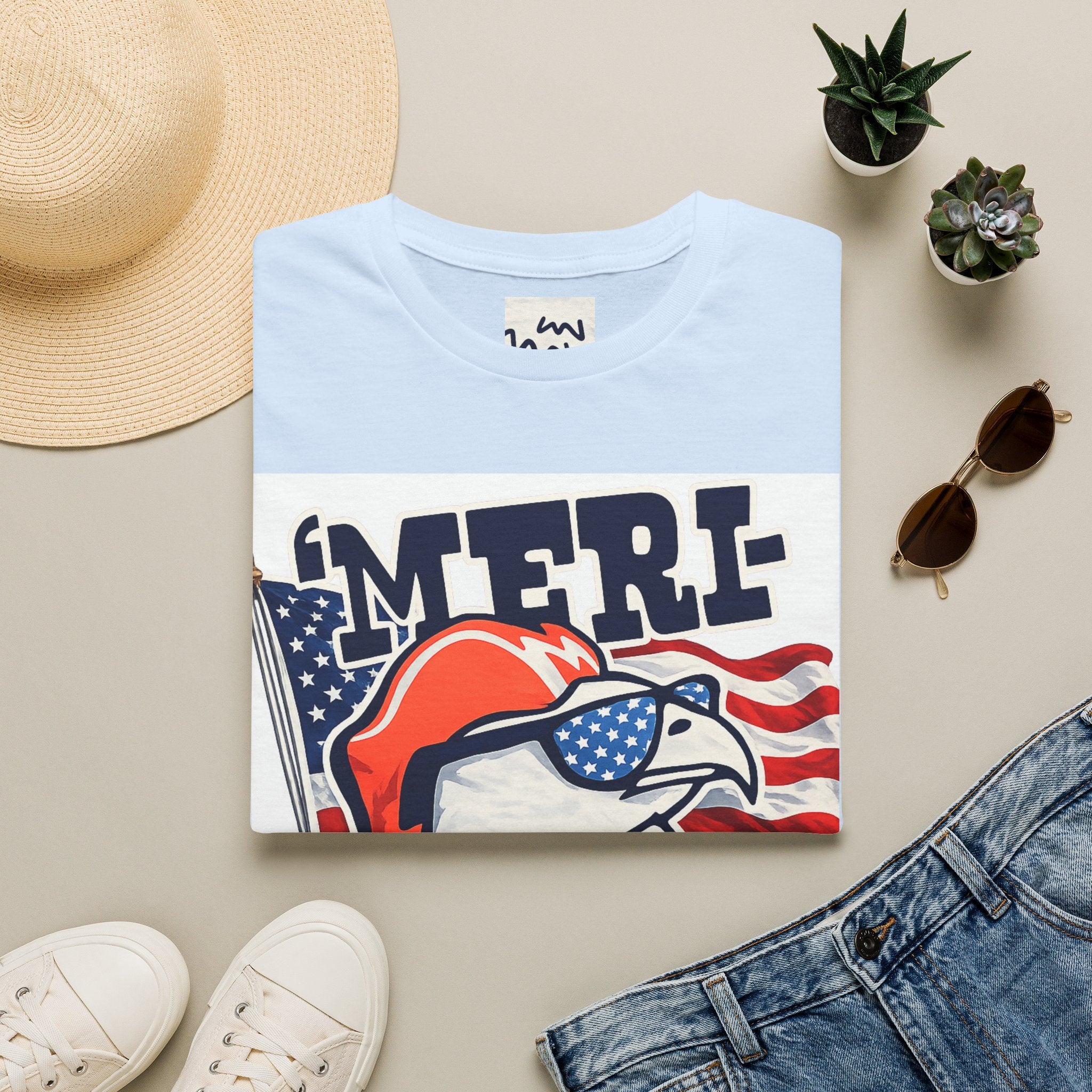 'Merica Eagle T‑Shirt — Patriotic American Flag Eagle Graphic Tee