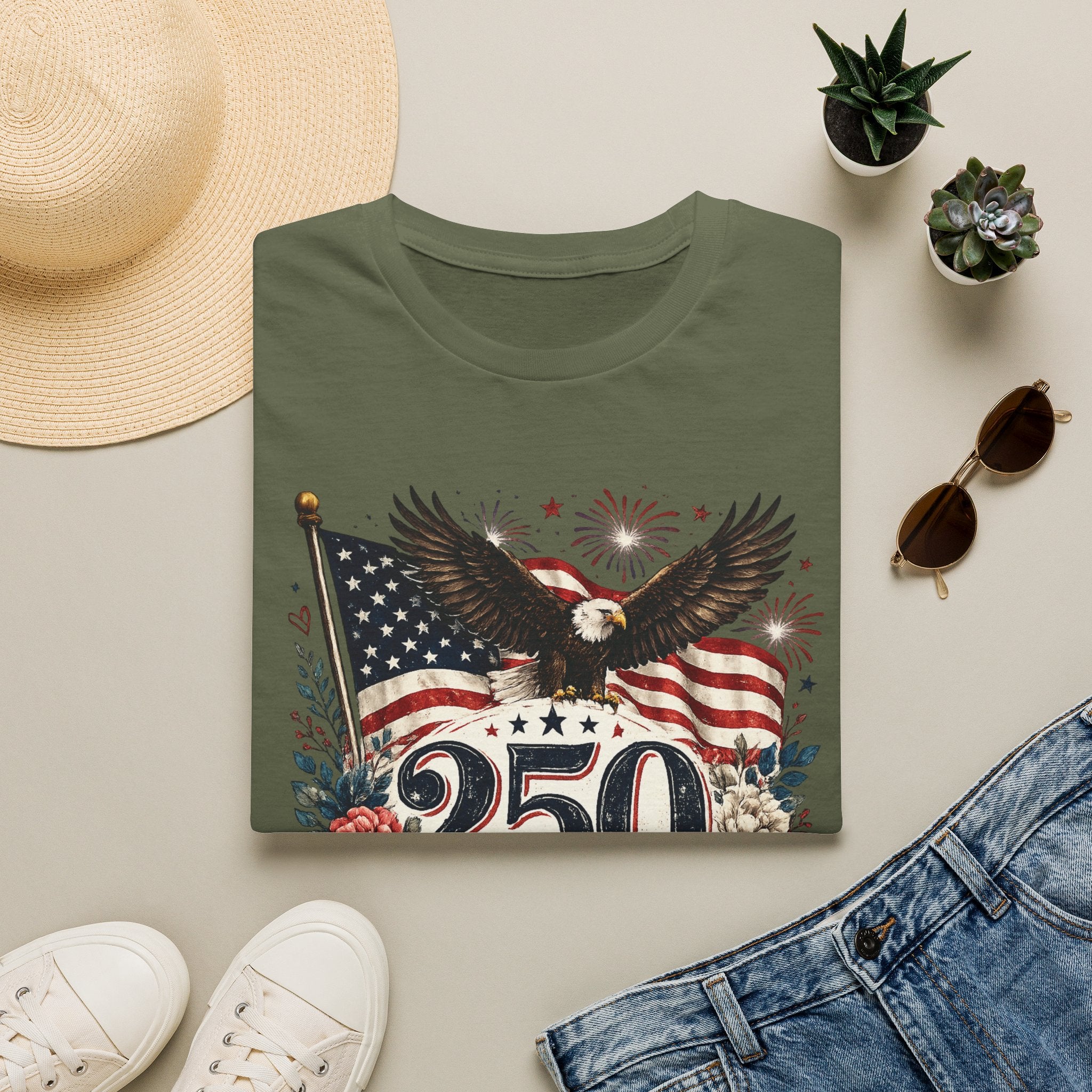 250 Years of Freedom T-Shirt — Patriotic American Eagle & Flag Tee