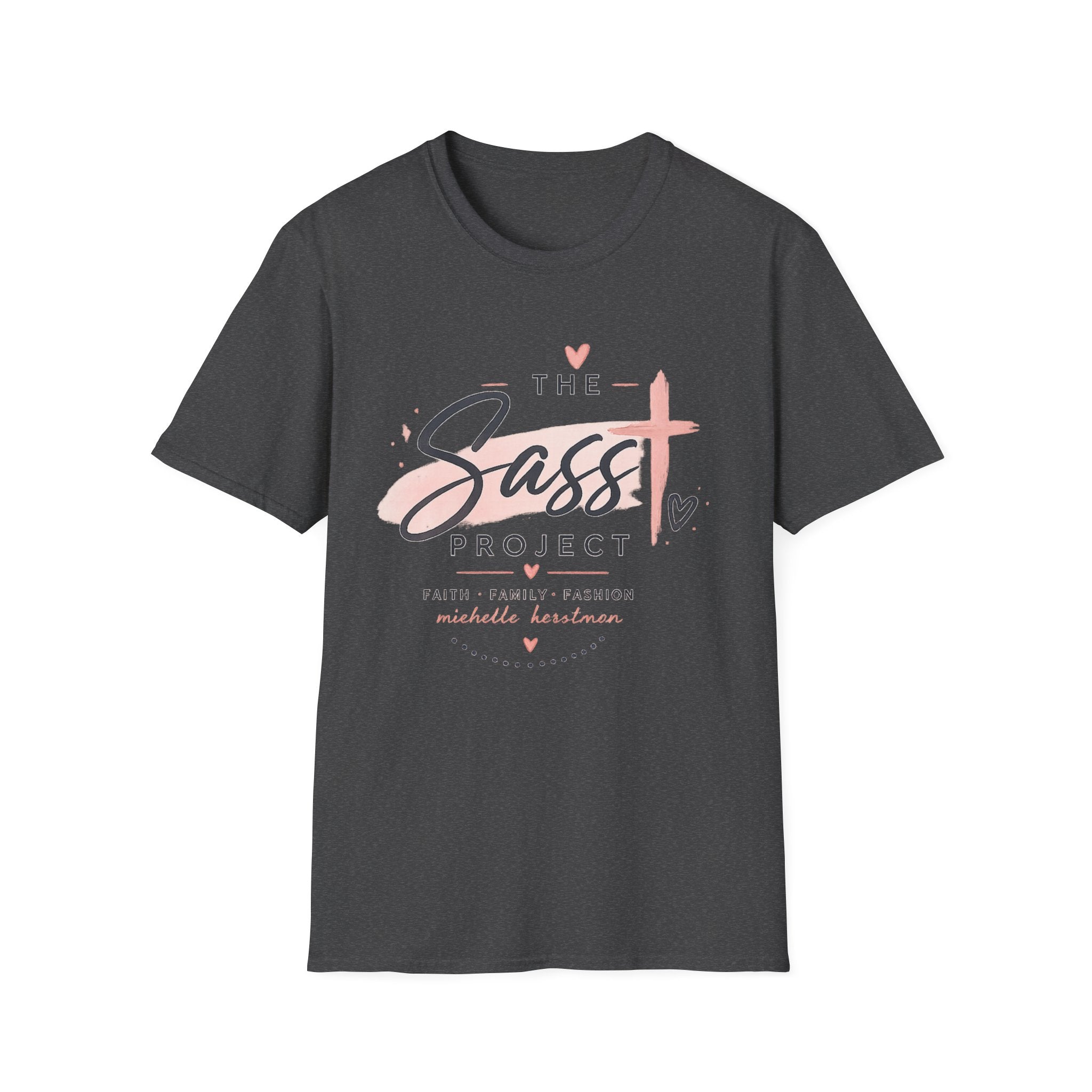 Sass Project Graphic Tee — Faith-Inspired Pink Cross T-Shirt