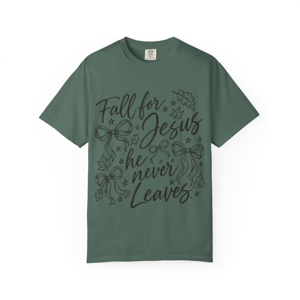 Fall For Jesus He Never Leaves T-Shirt — Christian Fall Tee