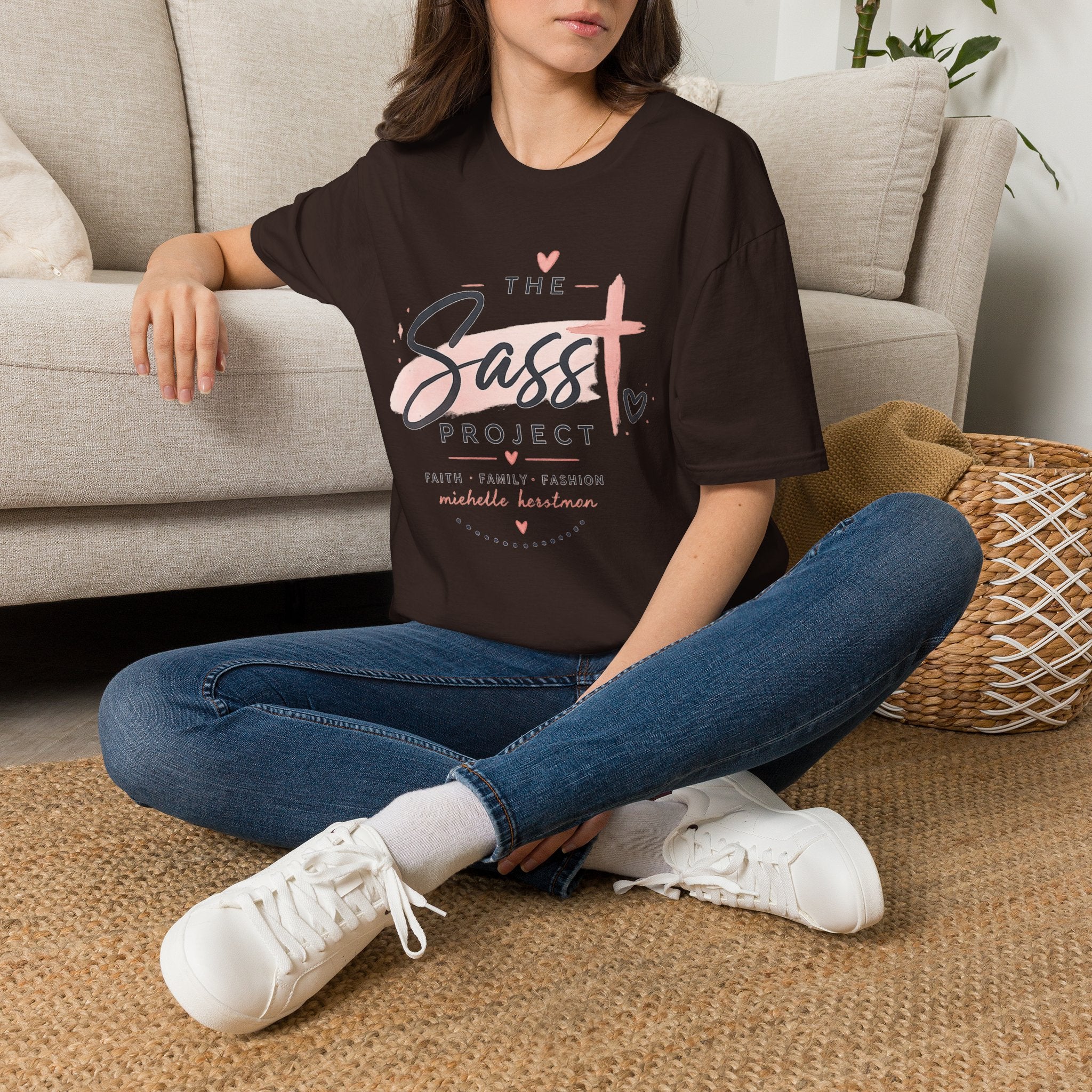 Sass Project Graphic Tee — Faith-Inspired Pink Cross T-Shirt