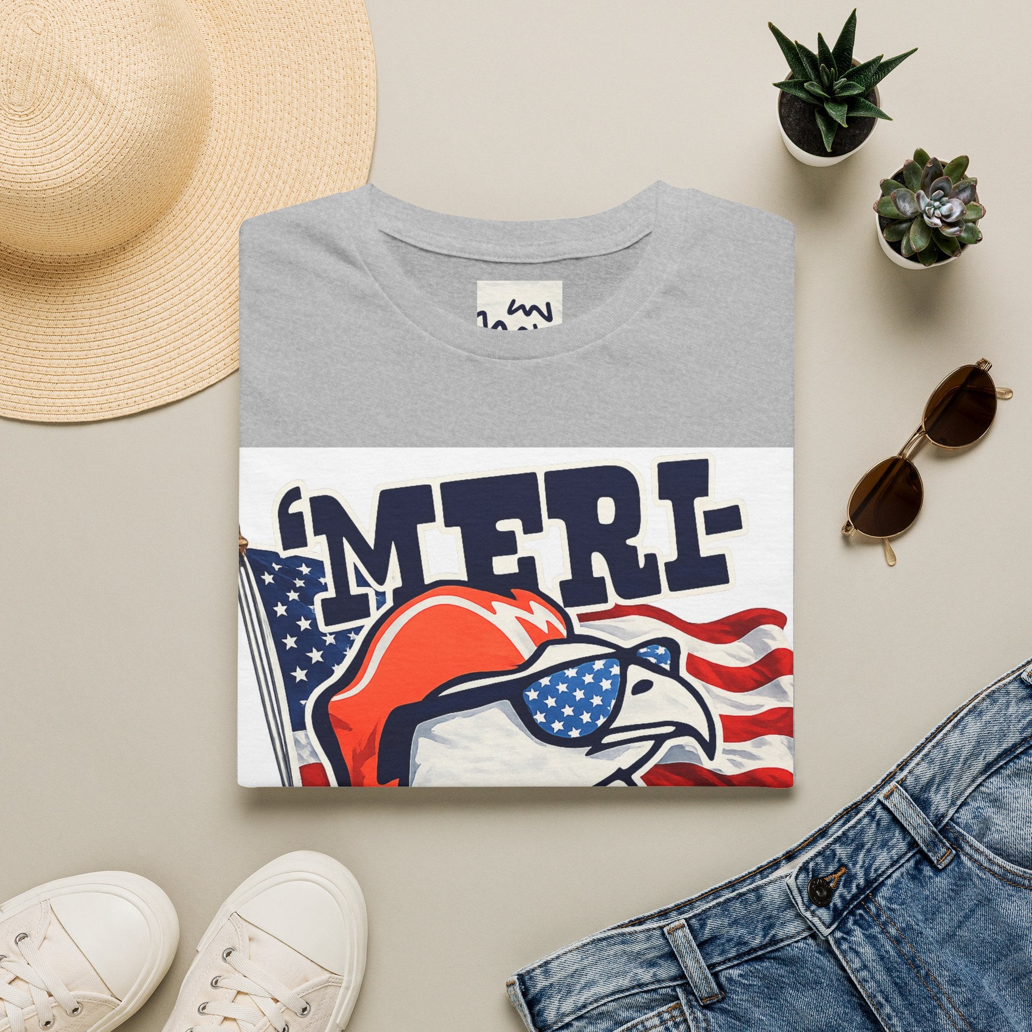 'Merica Eagle T‑Shirt — Patriotic American Flag Eagle Graphic Tee