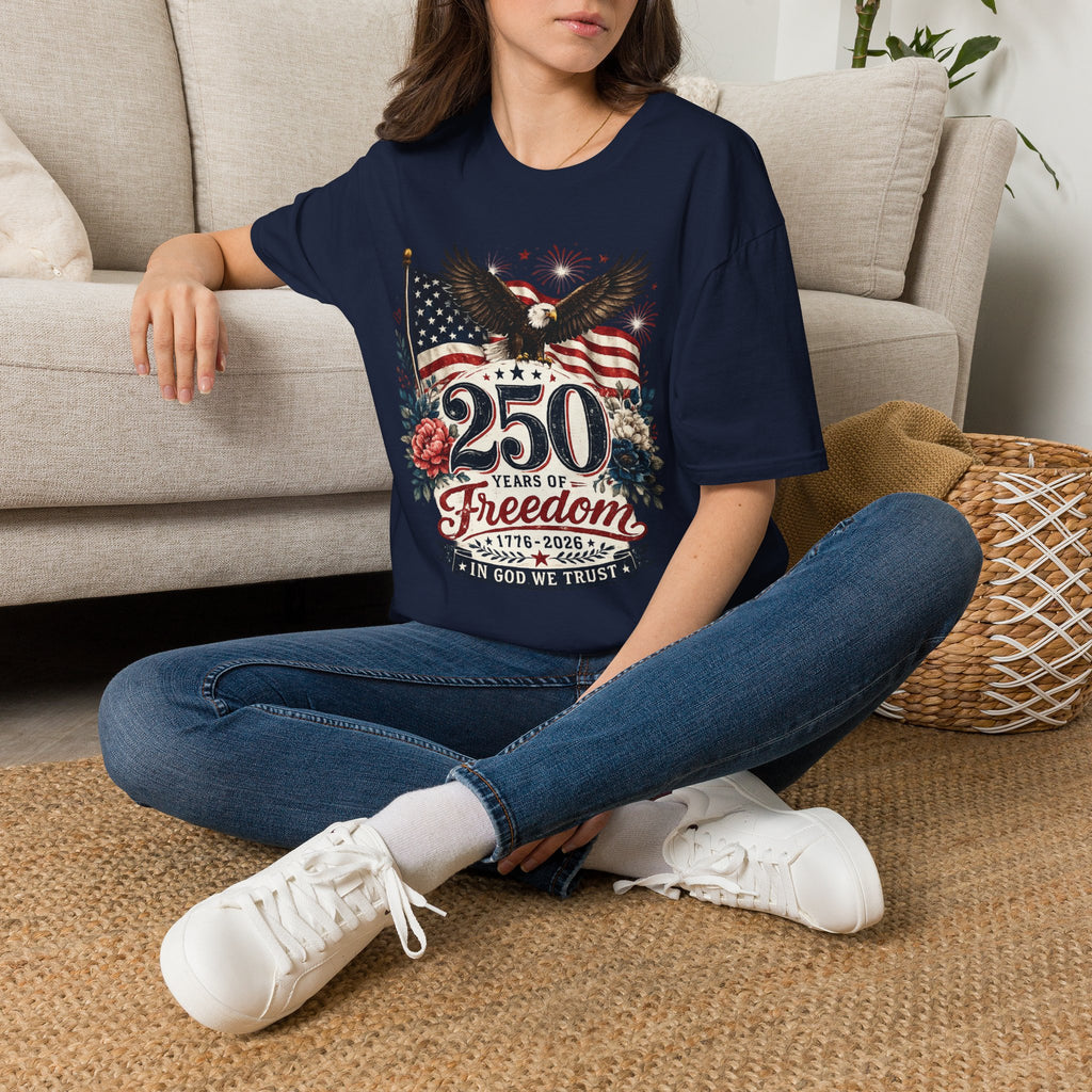 250 Years of Freedom T-Shirt — Patriotic American Eagle & Flag Tee