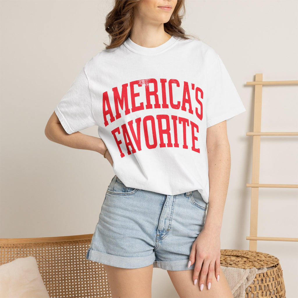 Americas Favorite T-Shirt — Patriotic Red Letter Graphic Tee